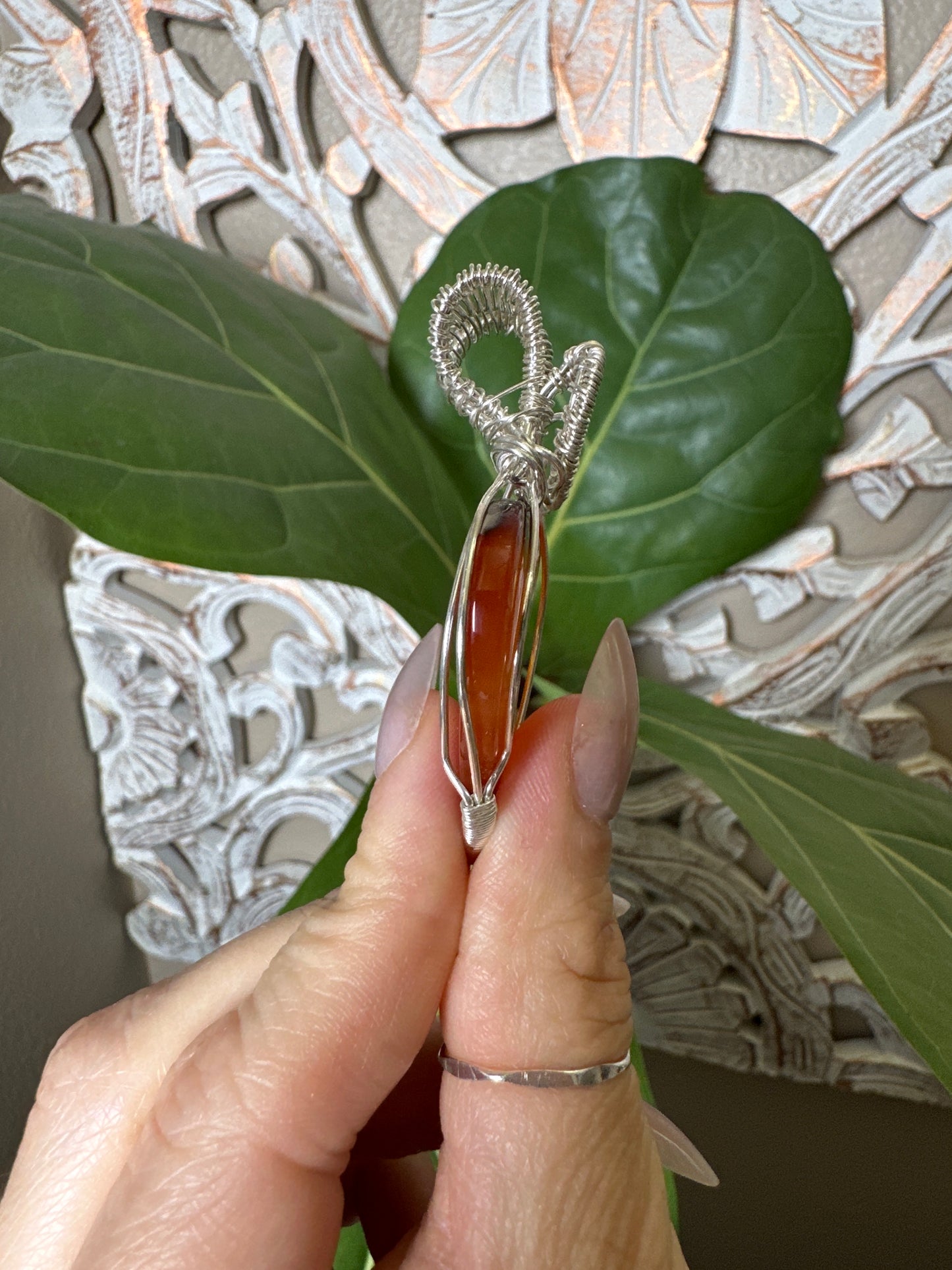 Carnelian Wire Wrapped Necklace