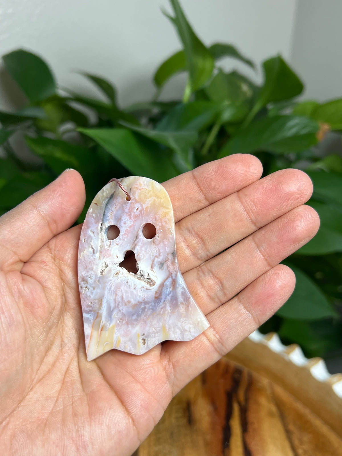 Rainbow Plume Agate Ornament Ghost: KC