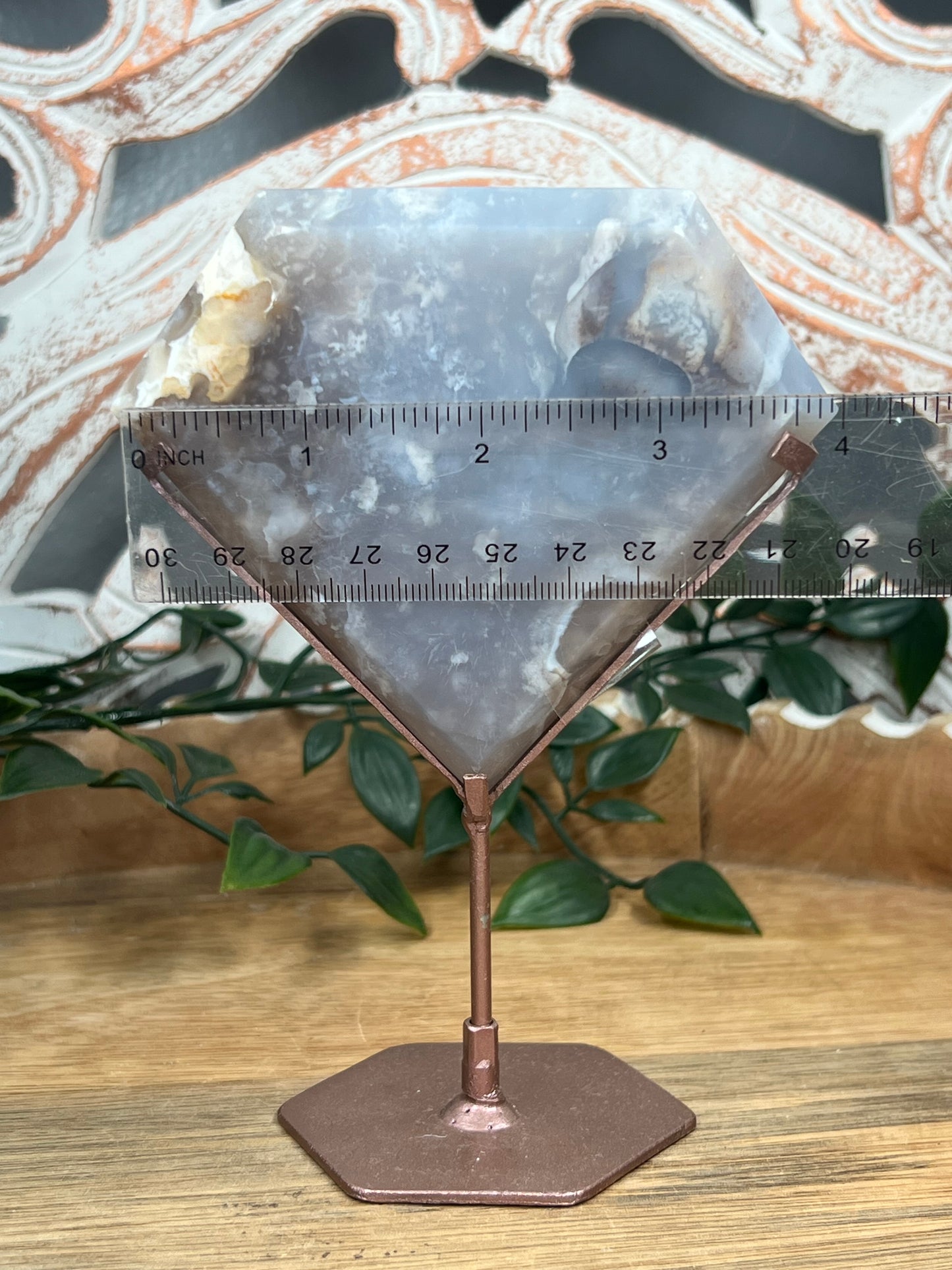 Blue Grey Lace Agate Diamond