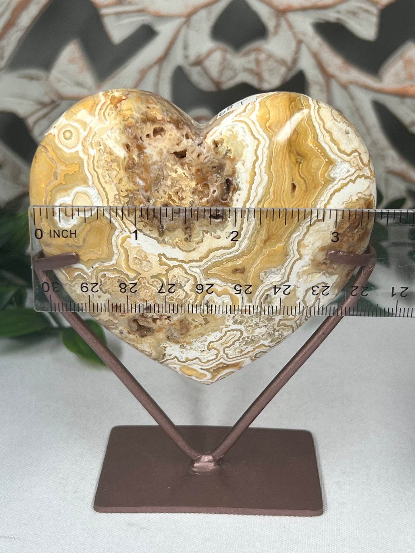 Yellow Crazy Lace Agate Heart