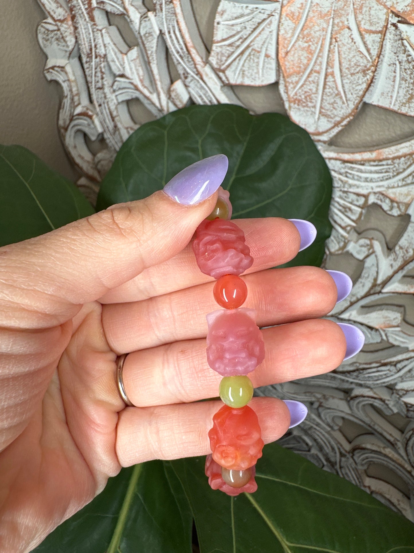 Kitsune/ 9 Tailed Fox Yanyuan Agate Beaded Bracelet