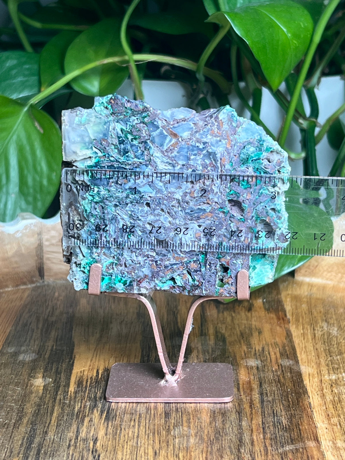Copper In Malachite Chrysocolla and Chalcedony Slab: Ari