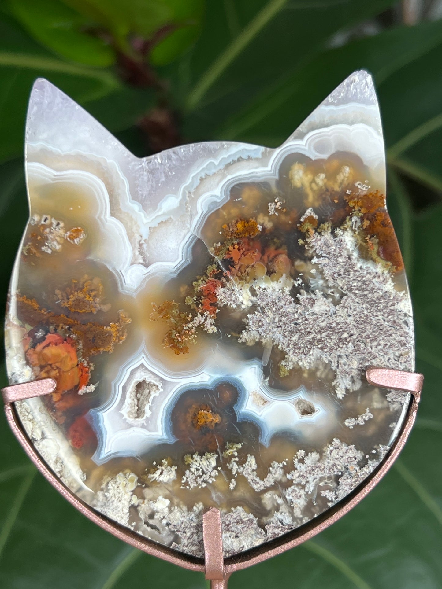 Scenic Moss Agate Cat Head