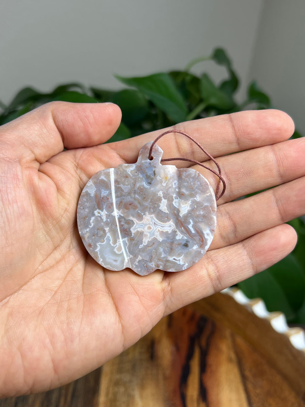Sumatra Plume Agate Pumpkin Ornaments