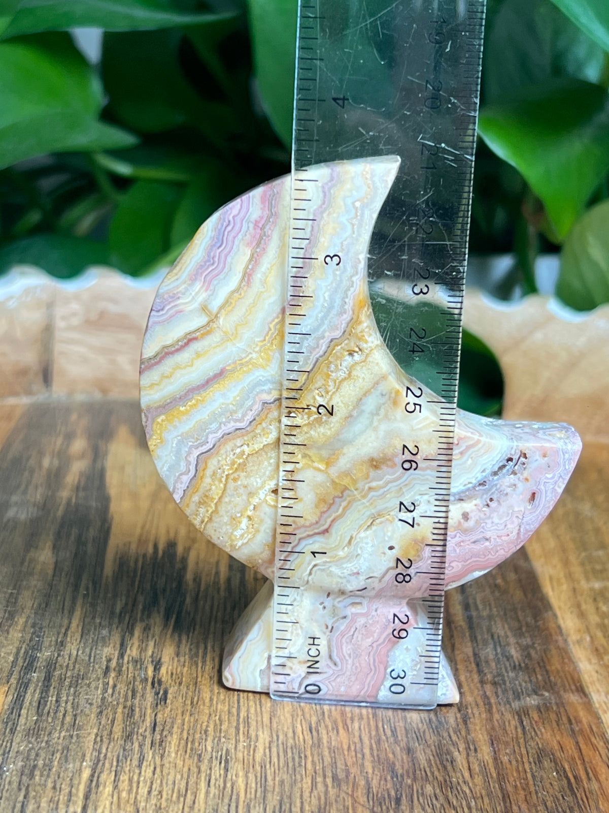 Crazy Lace Agate Self Standing Moon: KL