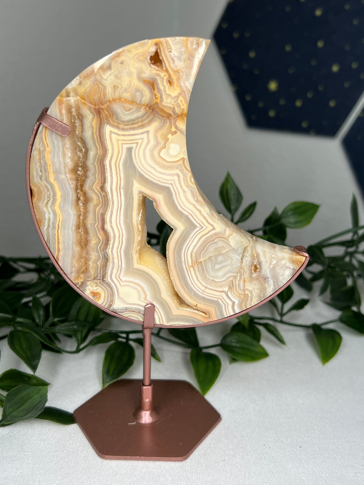 Yellow Crazy Lace Agate Moon