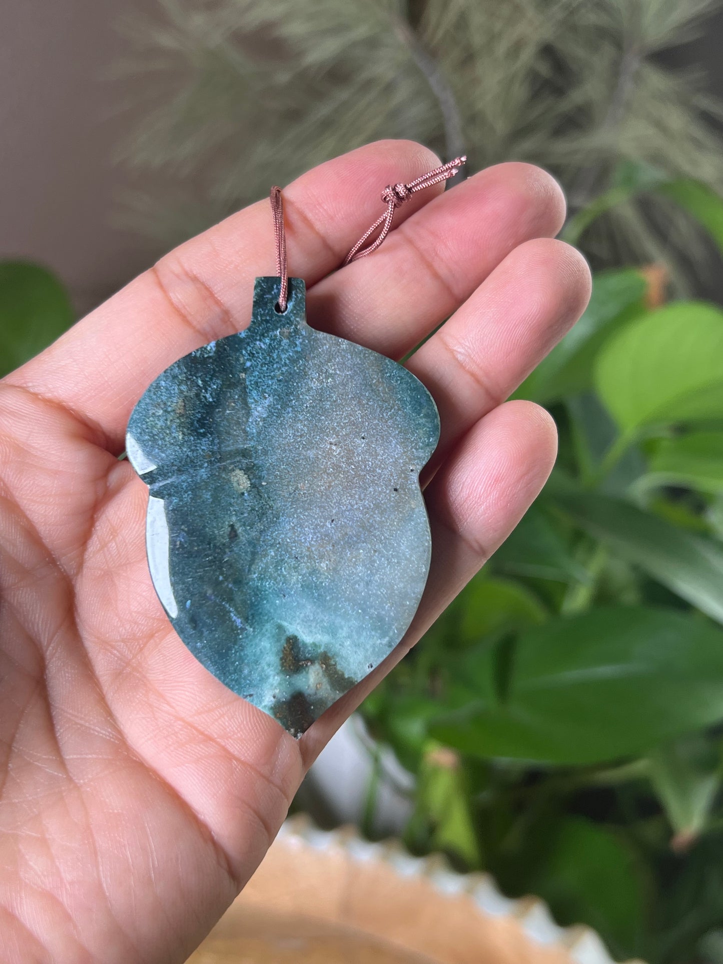 Blue Green Jasper Acorn Ornament