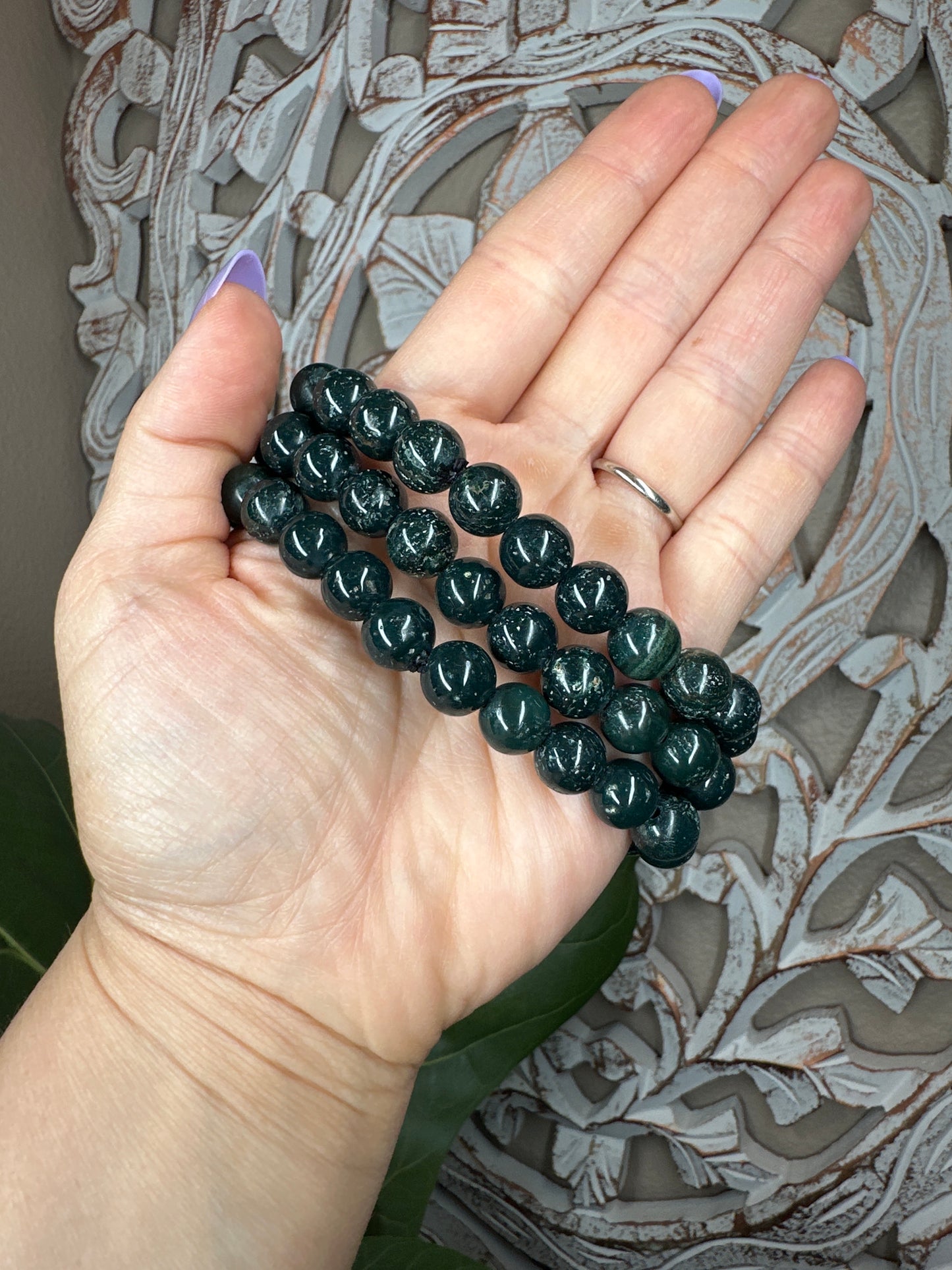 Blue-Green Jasper Beaded Bracelet (10mm)