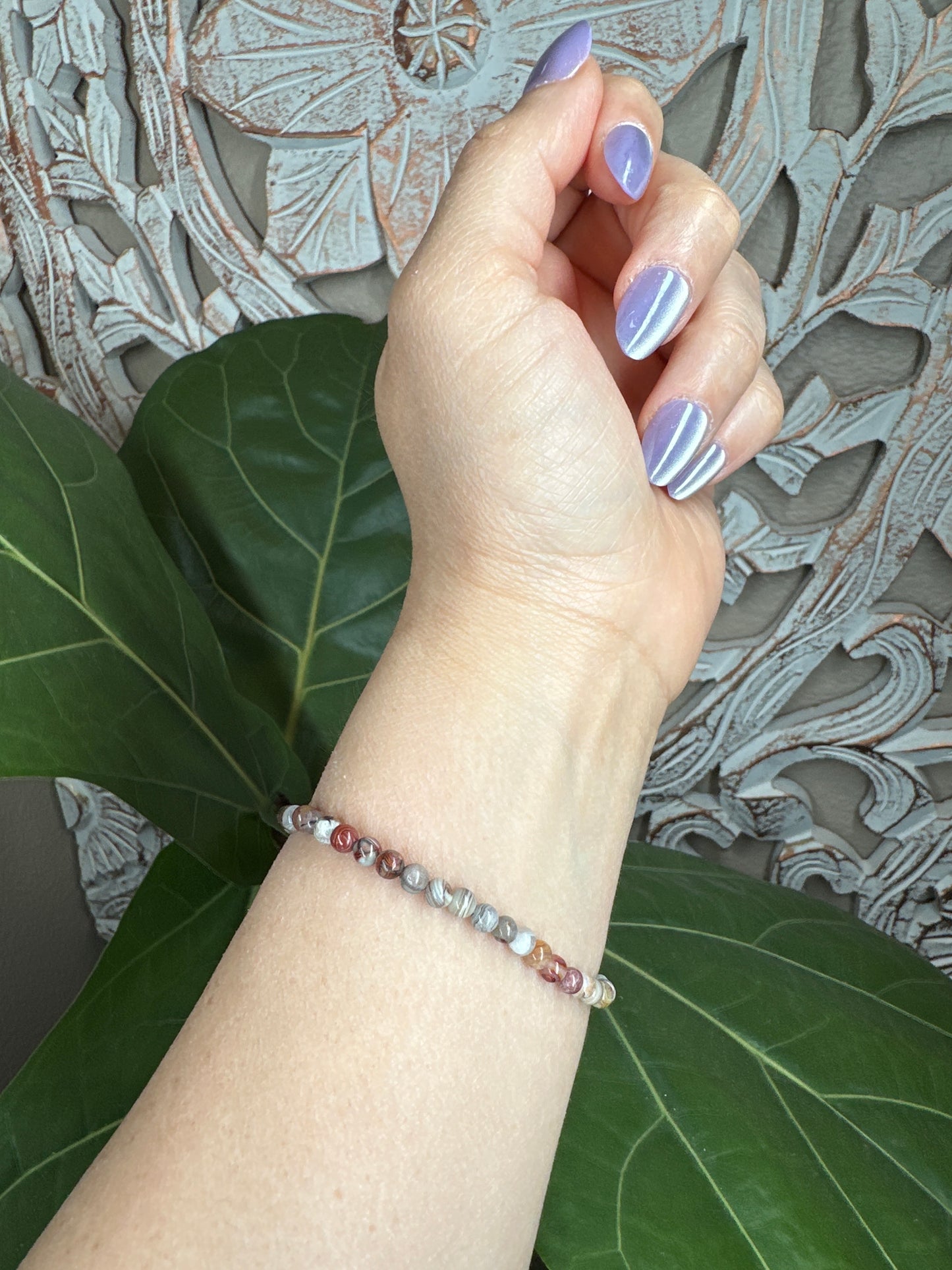 Laguna Lace Agate Beaded Bracelet (4mm)
