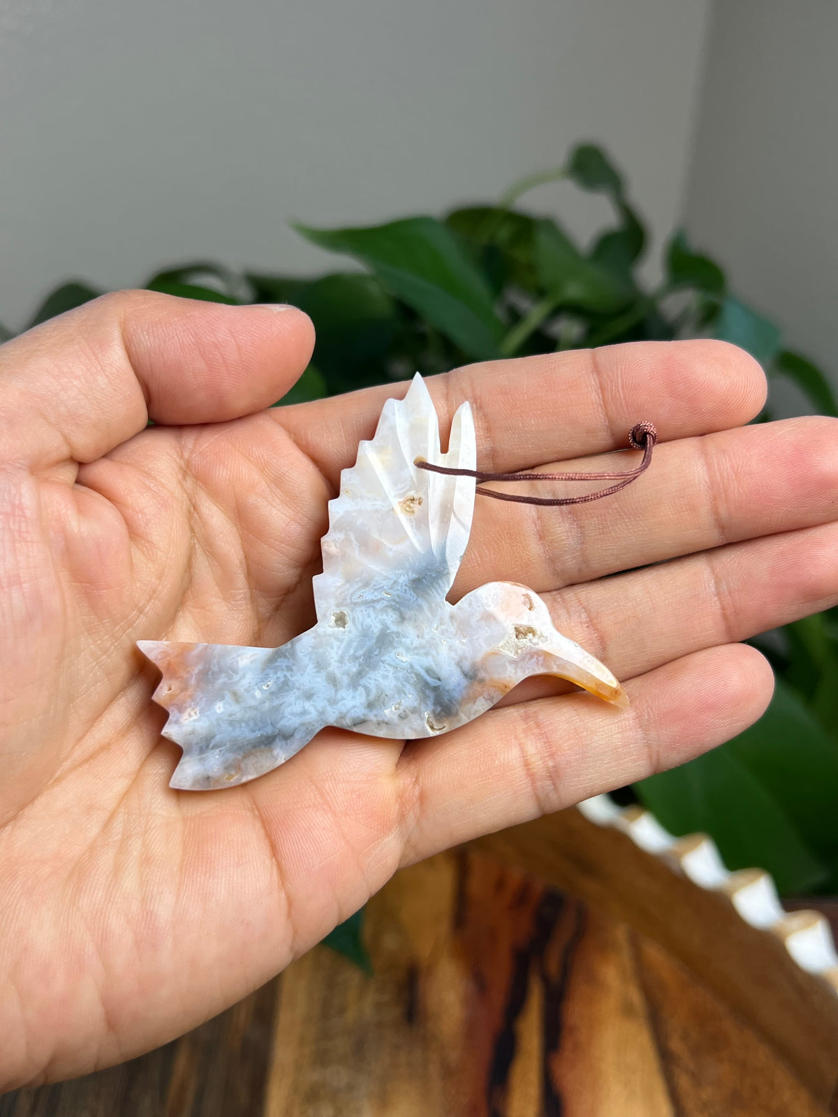 Rainbow Plume Agate Hummingbird Ornaments