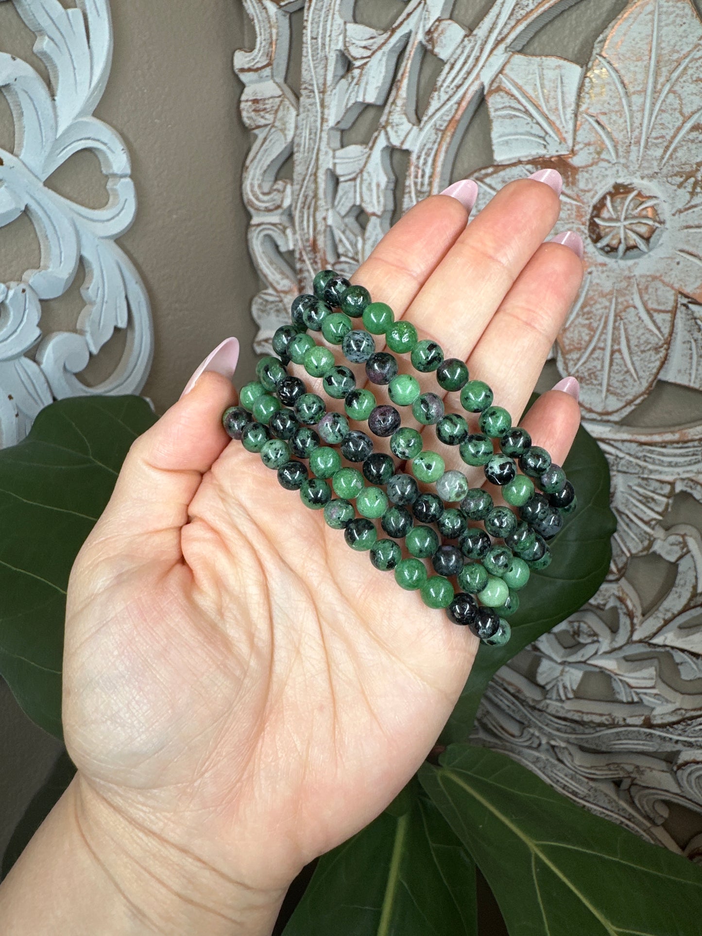 Ruby Zoisite Beaded Bracelet (6mm)