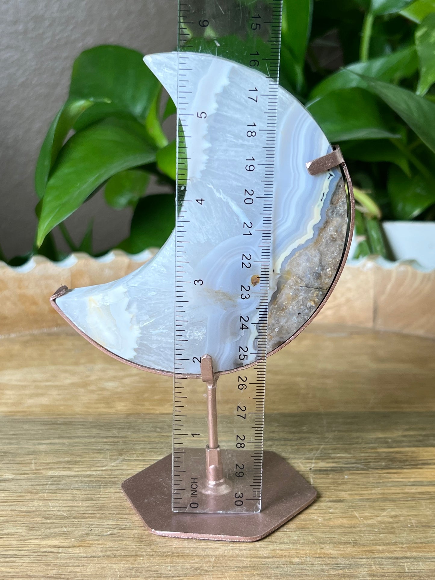 Blue Grey Lace Agate Moon