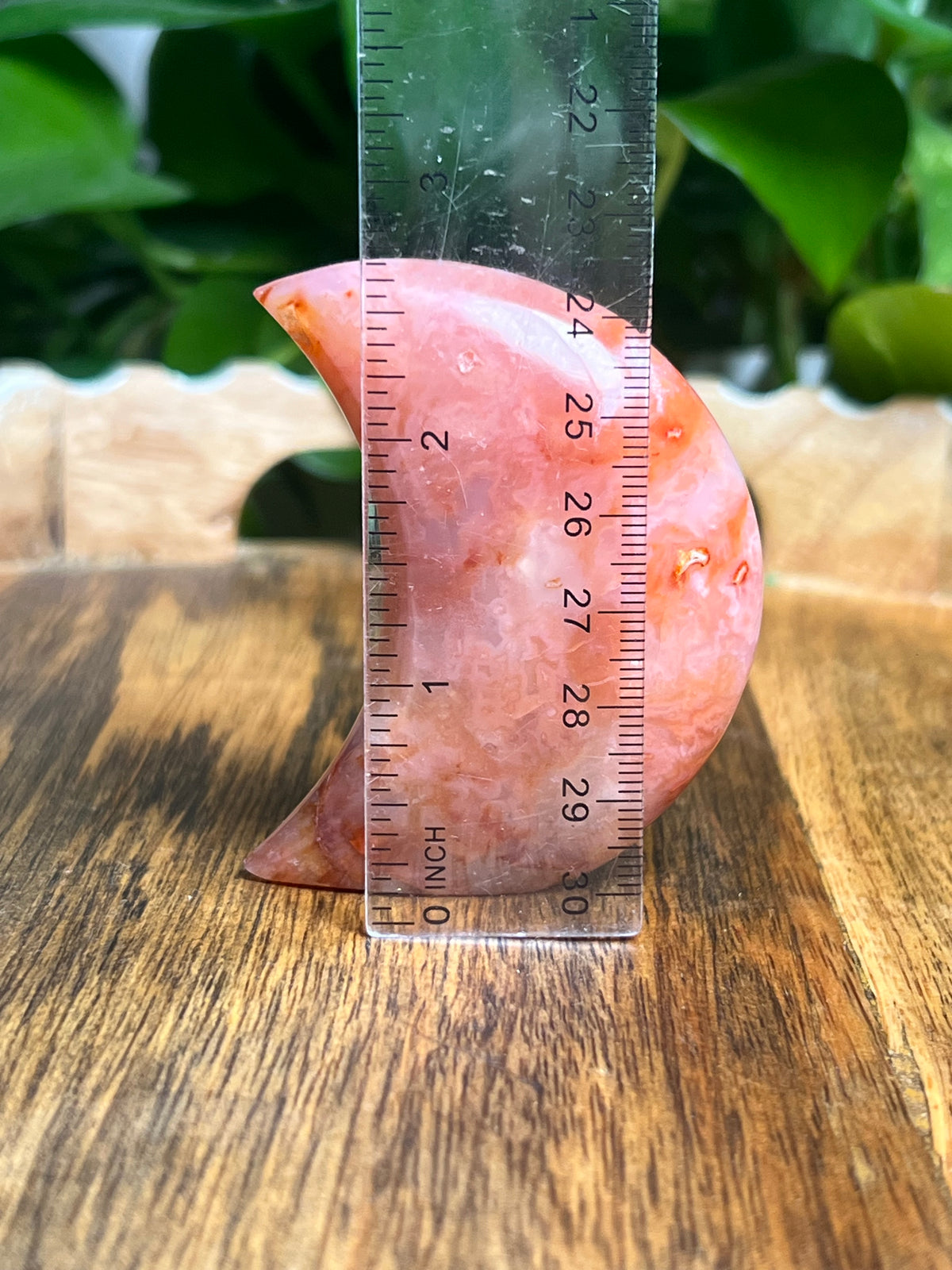 Pink Carnelian Self Standing Moon: HK