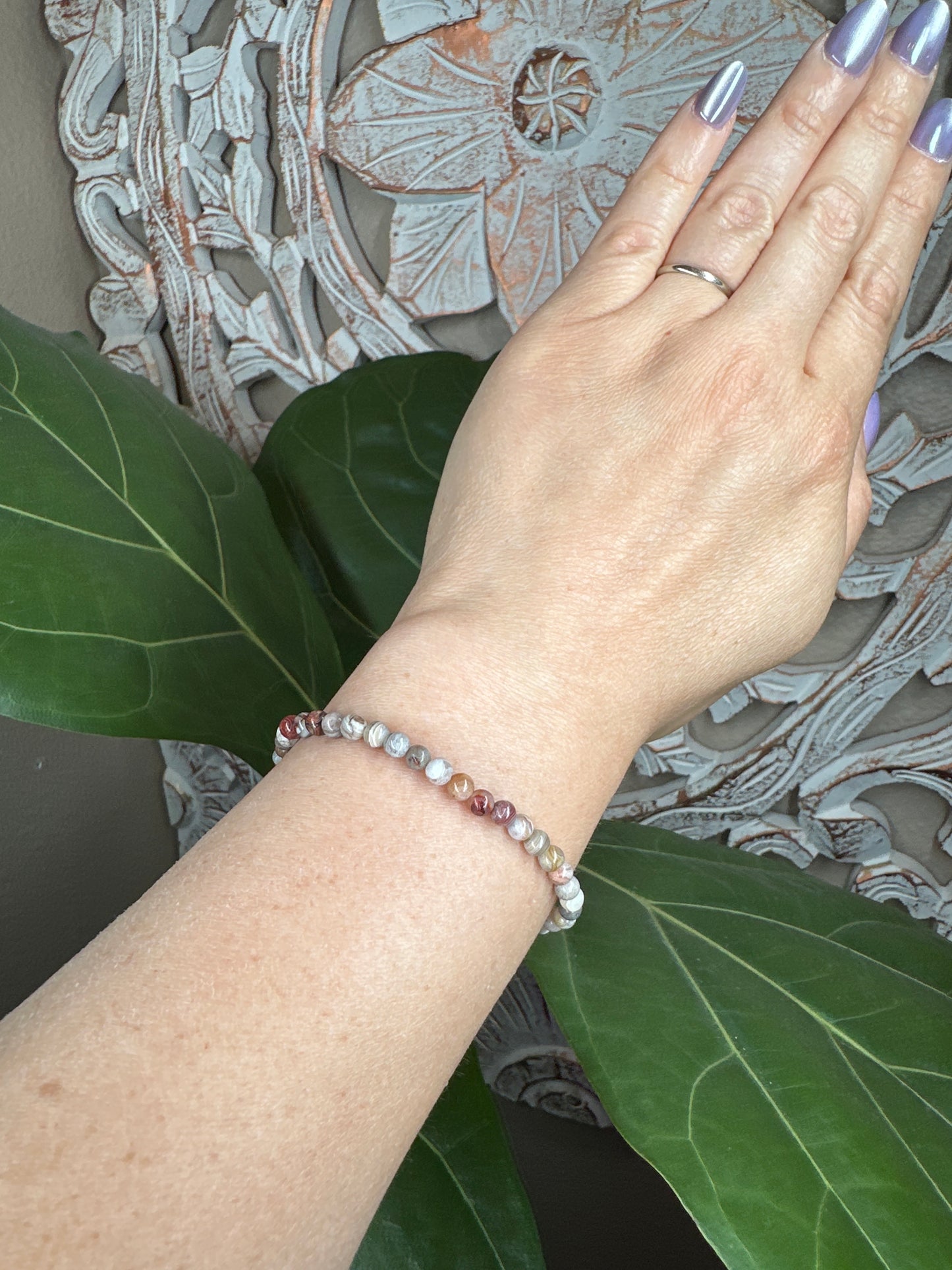 Laguna Lace Agate Beaded Bracelet (4mm)