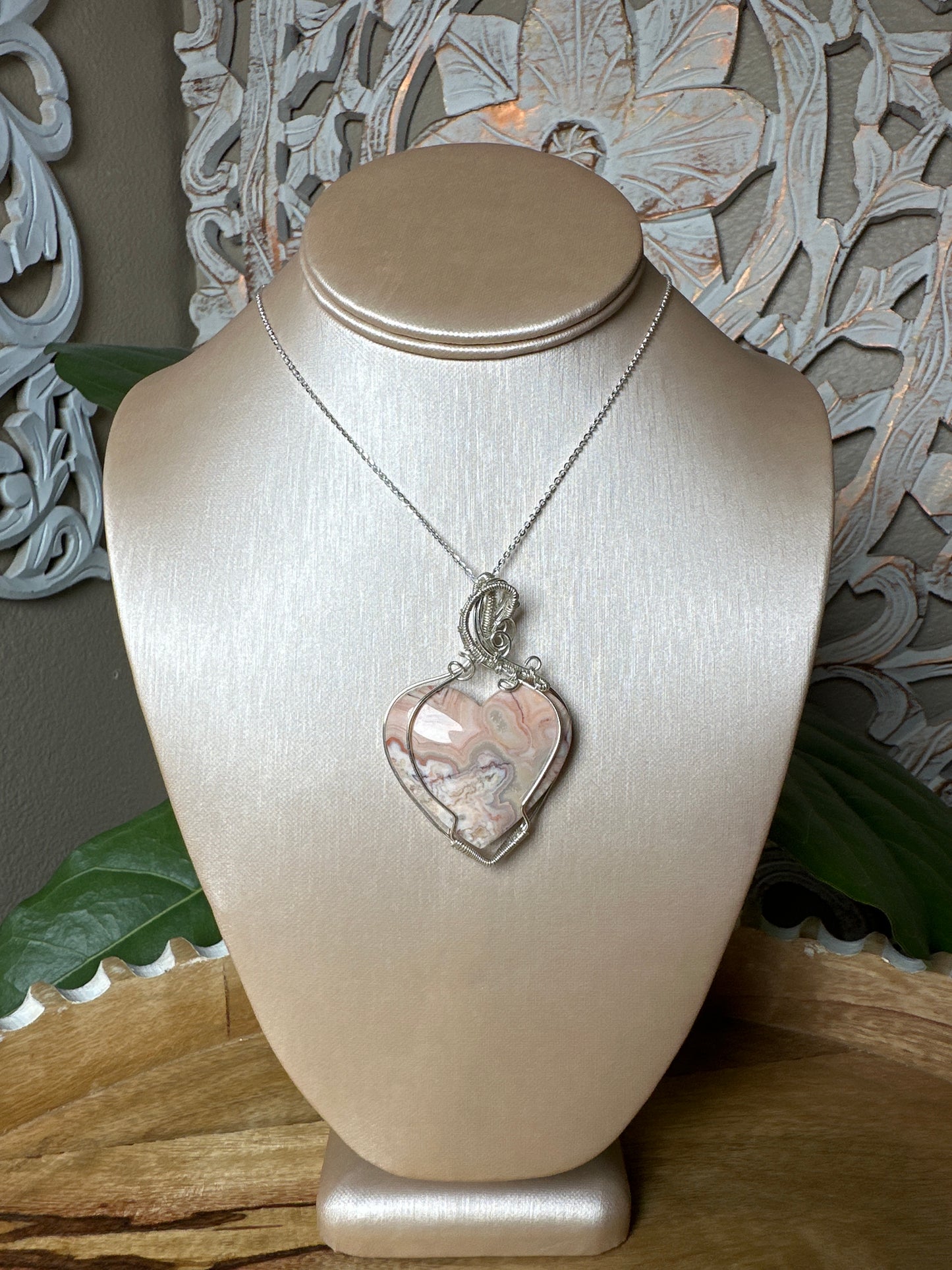 Crazy Lace Agate Wire Wrapped Necklace