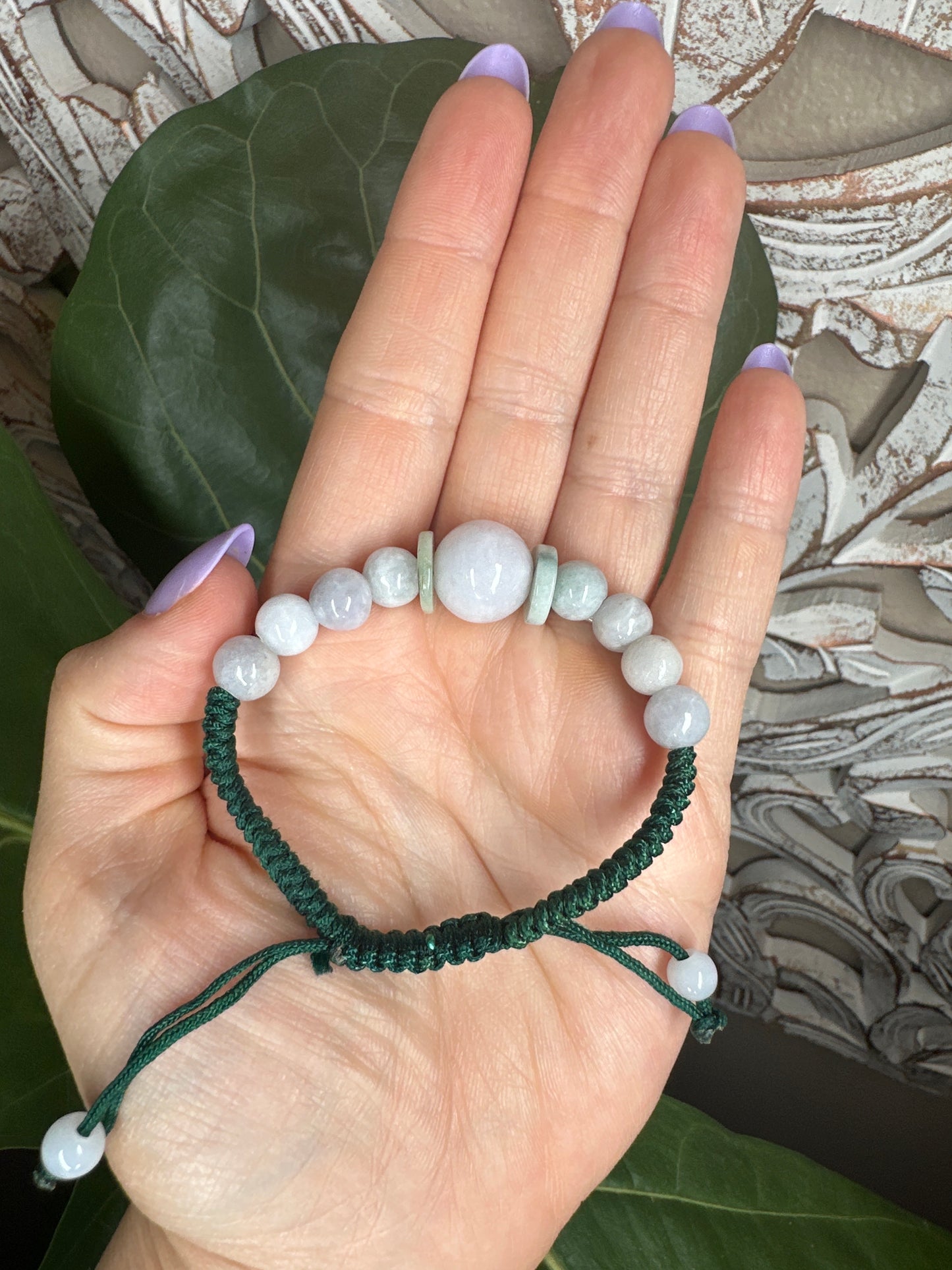 Adjustable Burmese Jade Beaded Bracelet