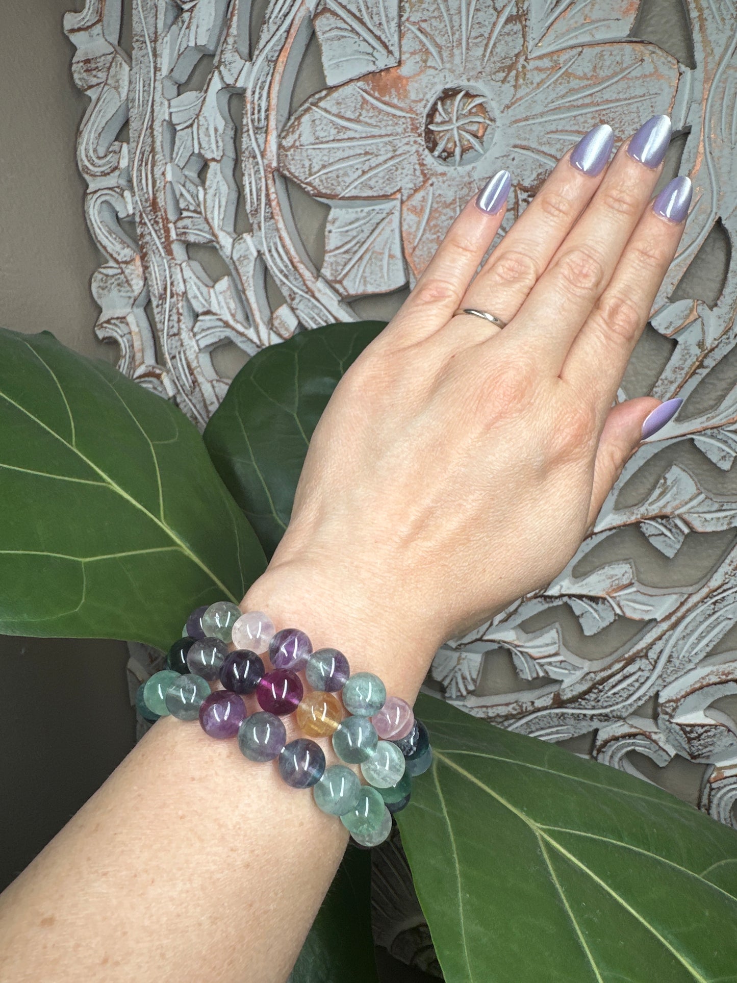 Rainbow Fluorite Beaded Bracelet (10mm)