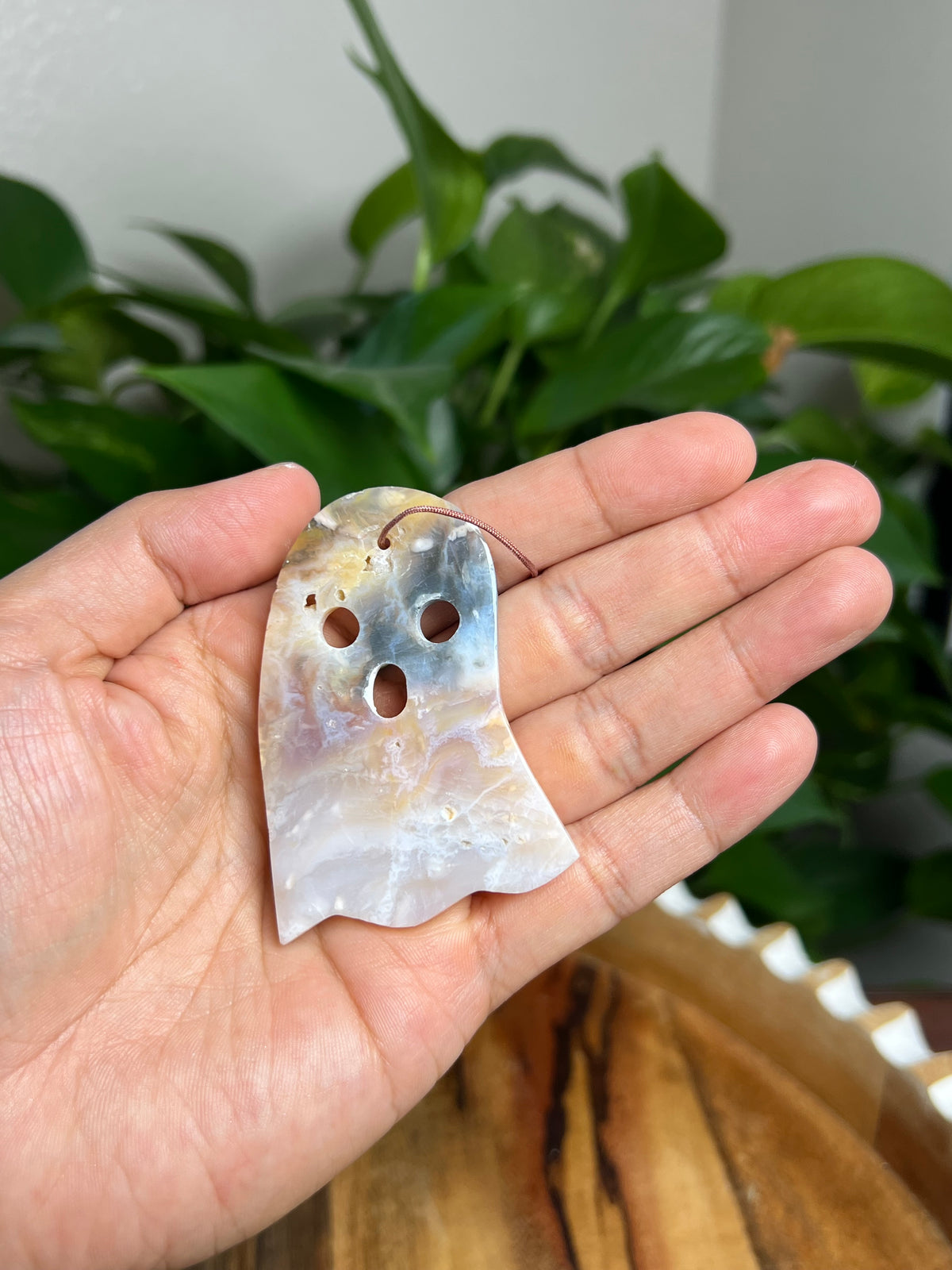 Rainbow Plume Agate Ornament Ghost: KD