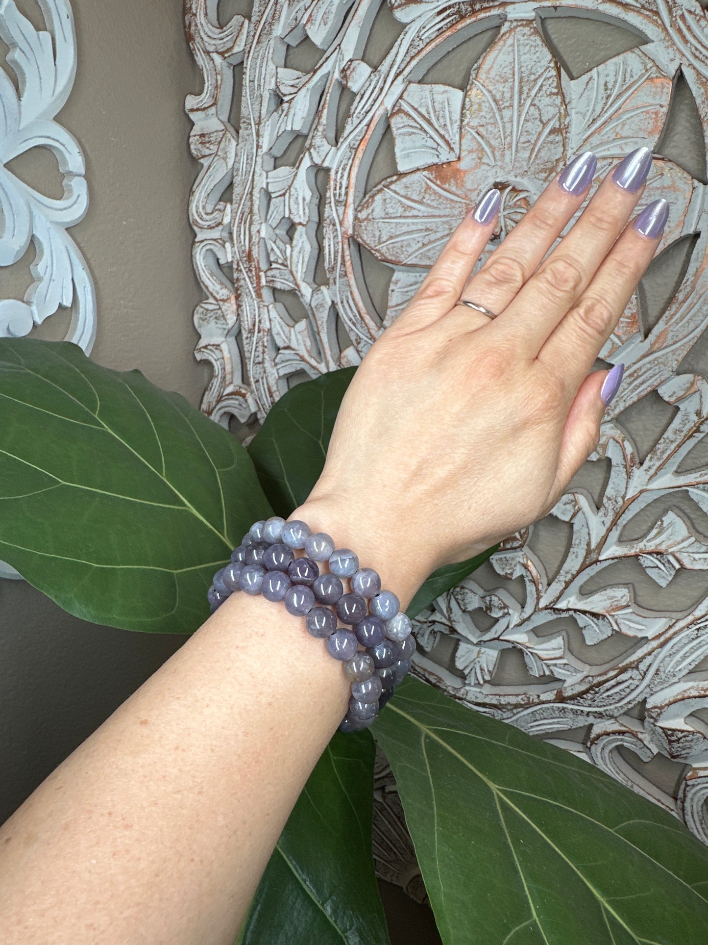 Purple Chalcedony Beaded Bracelet (10mm)
