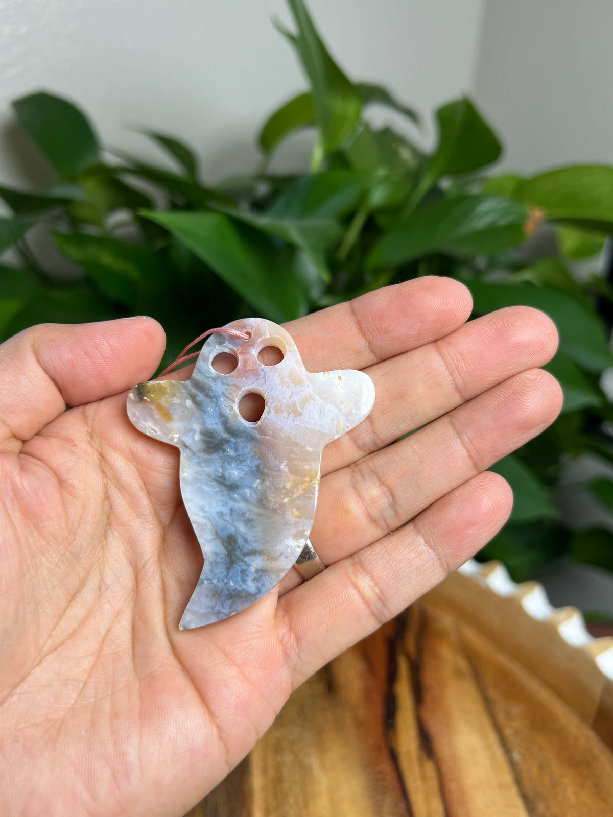Rainbow Plume Agate Ornament Ghost: YB