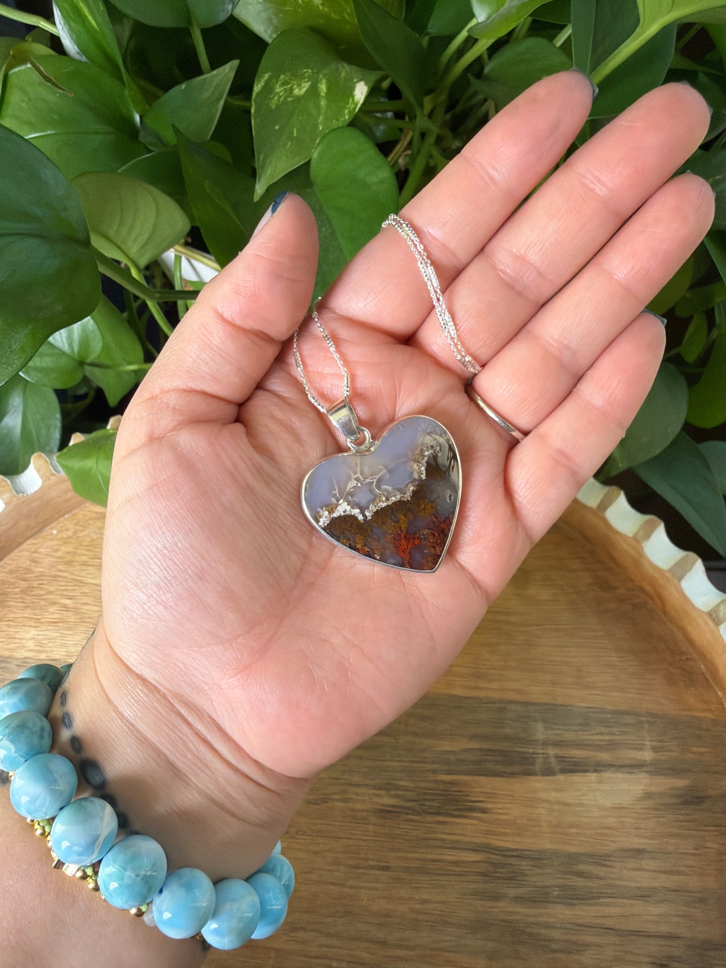 Scenic Moss Agate Heart Pendant
