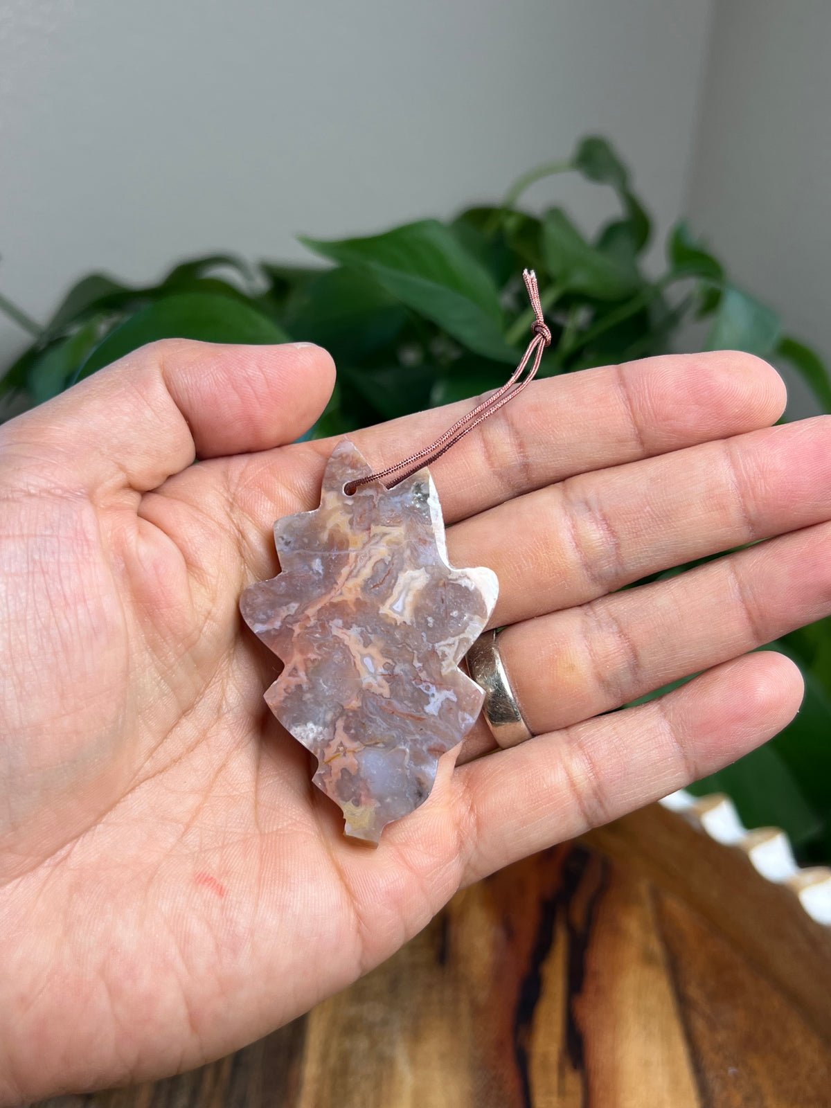 Sumatra Plume Agate Leaf Ornaments