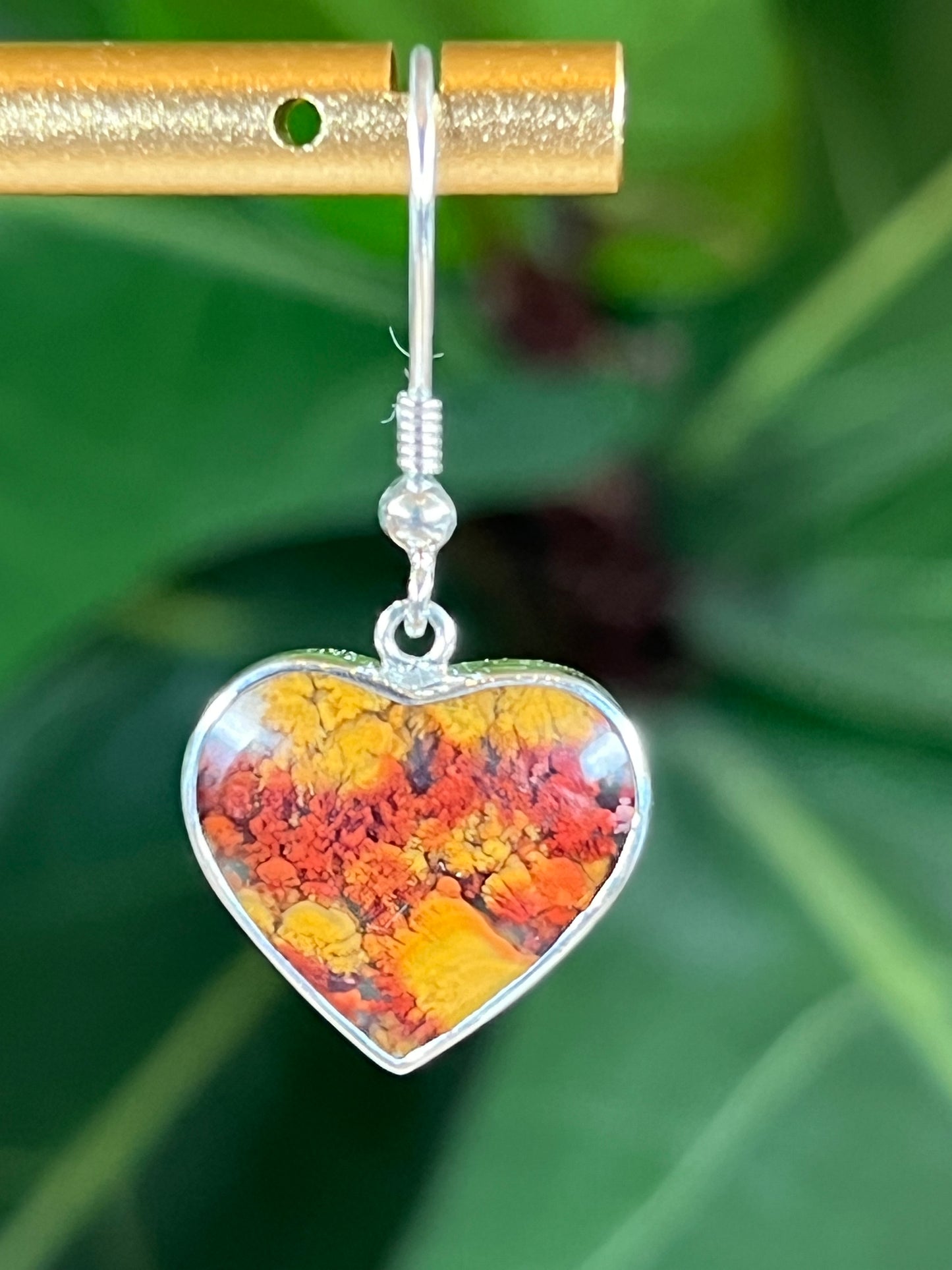 Scenic Moss Agate Heart Earrings