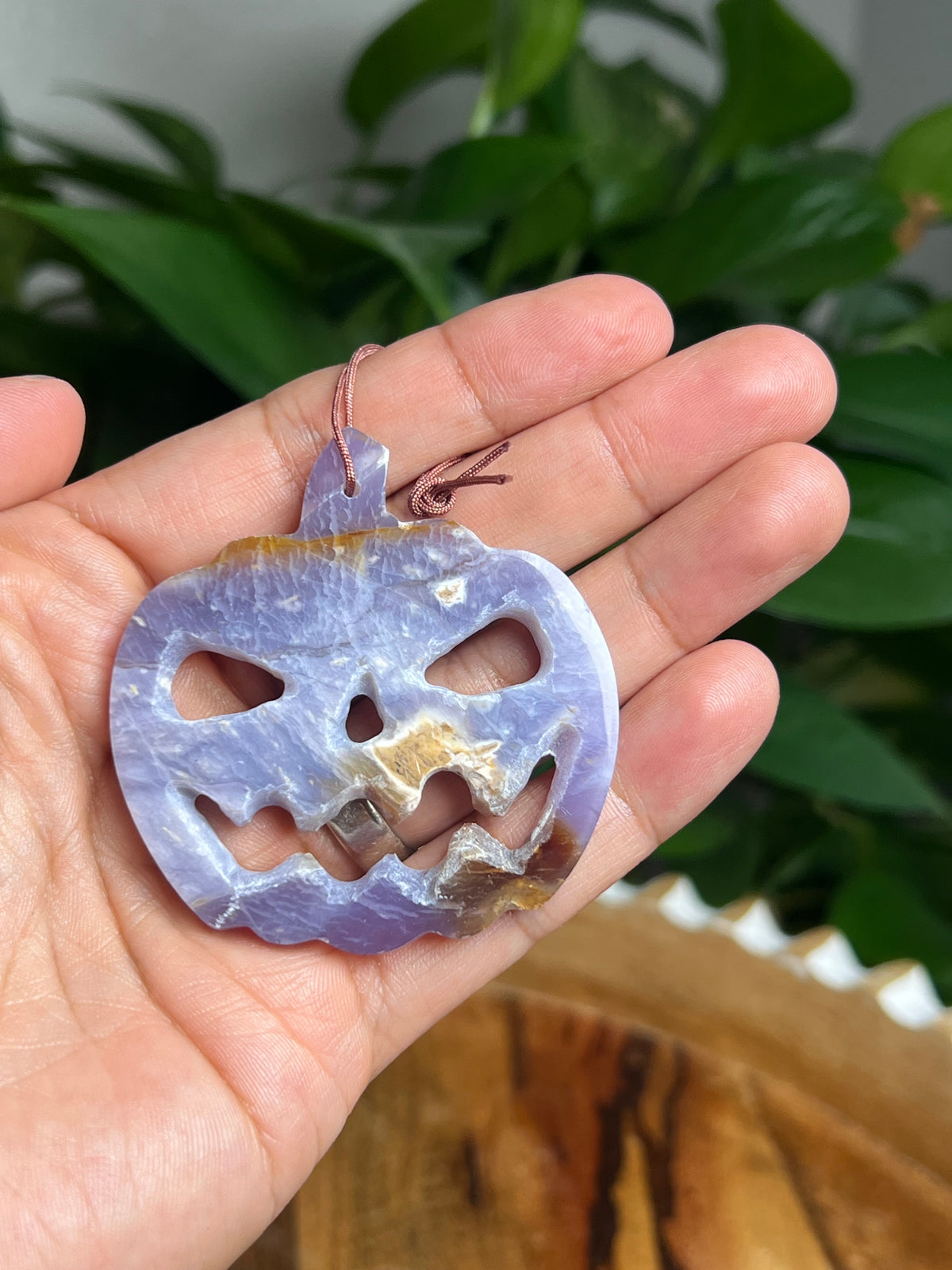 Purple Chalcedony Ornament Pumpkin: DS