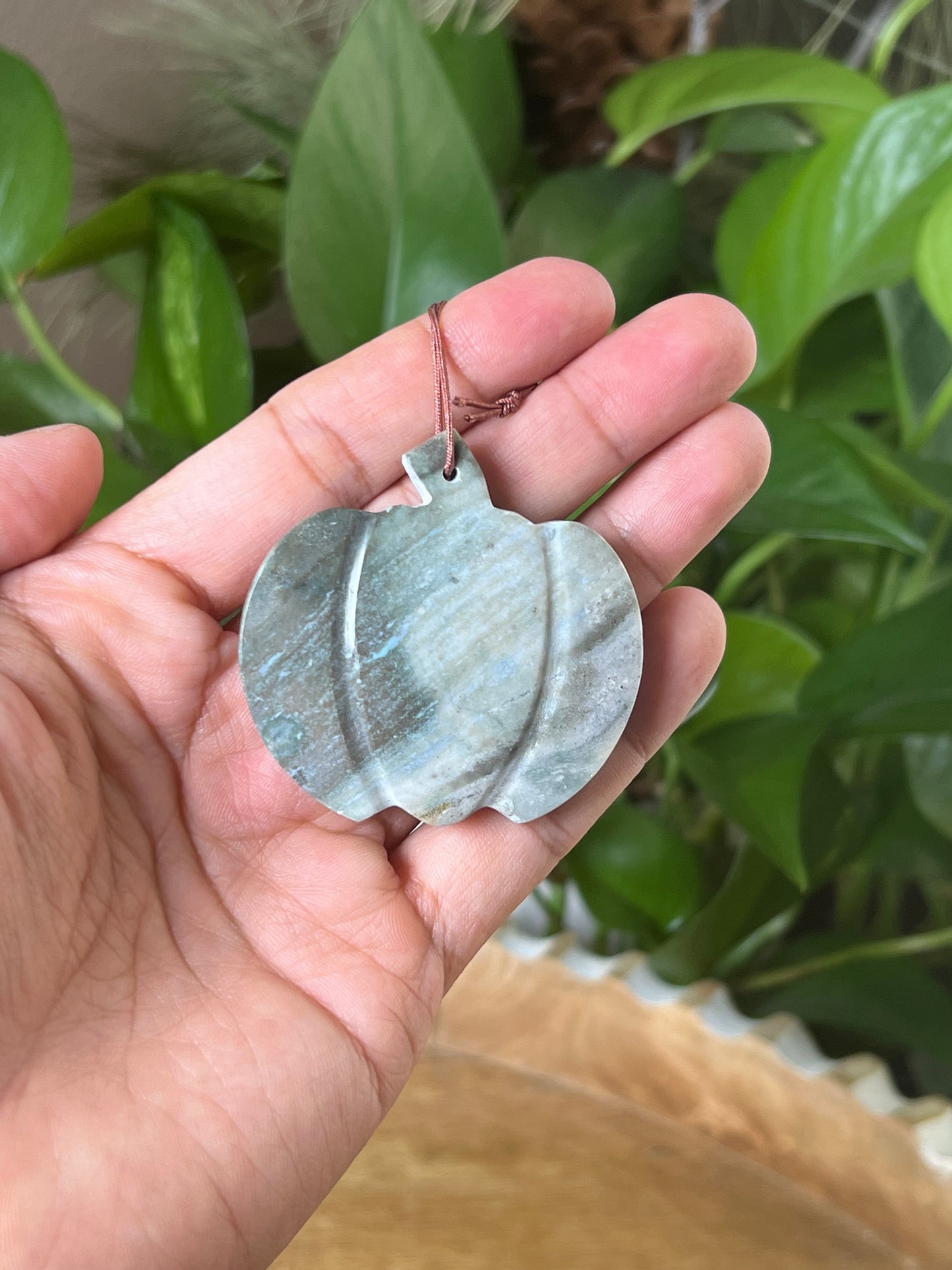 Blue Green Jasper Pumpkin Ornament
