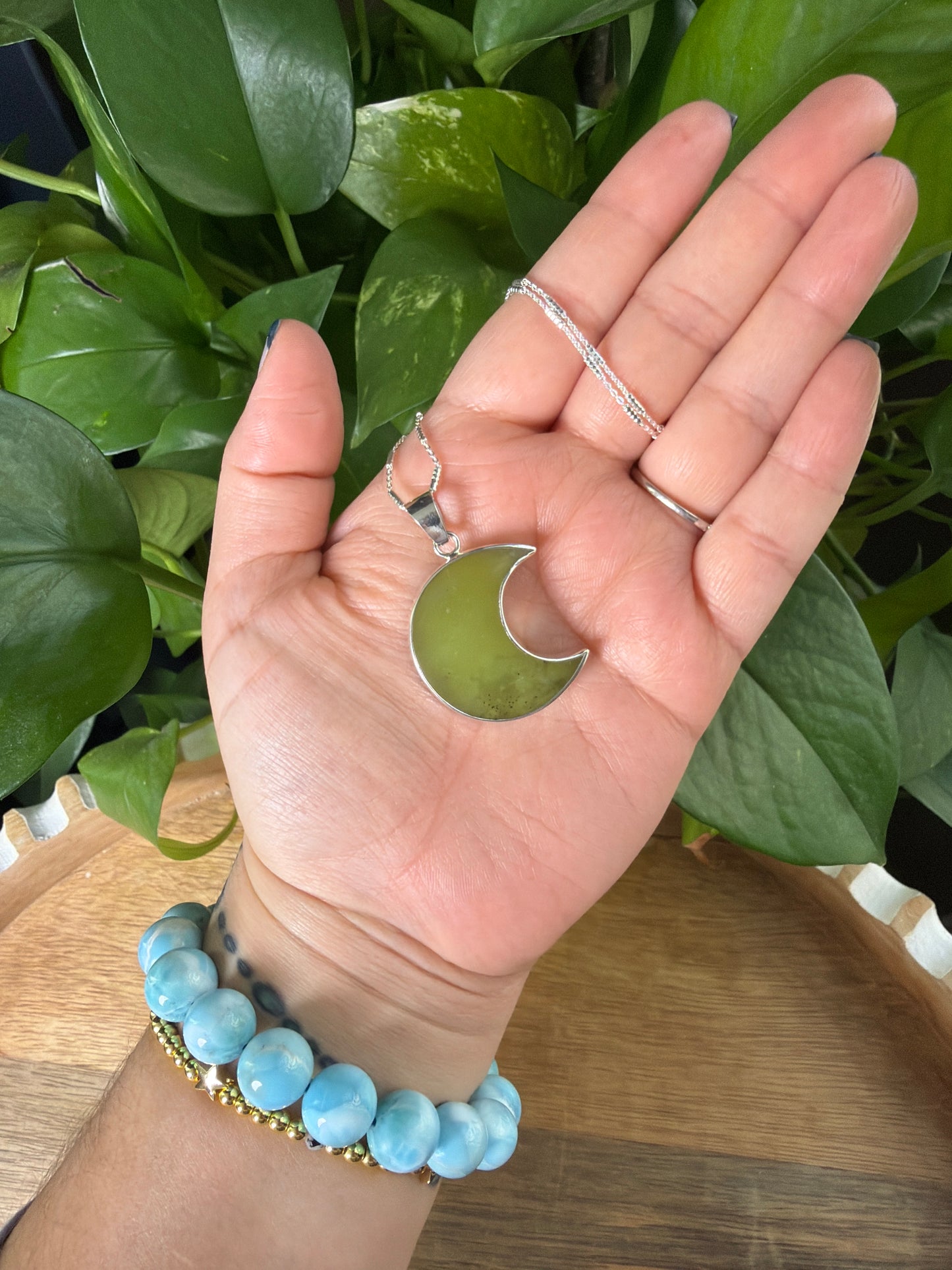 Idocrase Moon Pendant