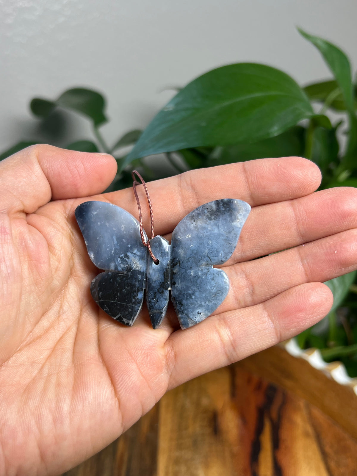 Blue Plume Agate Ornament Butterfly: P