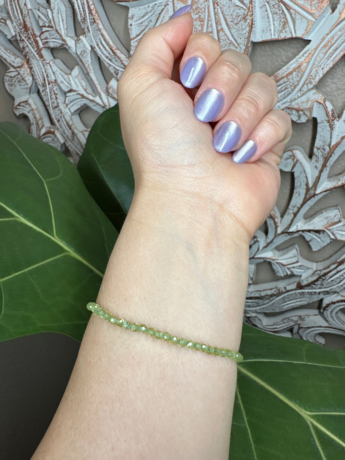 Faceted Peridot Beaded Bracelet (3mm)