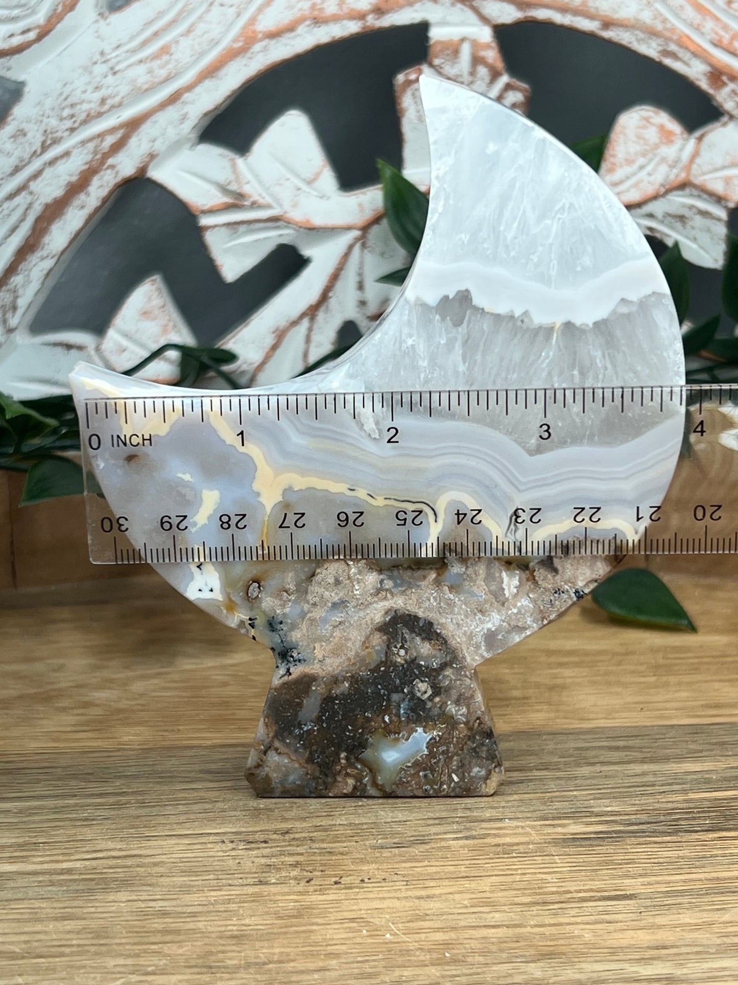 Blue Grey Lace Agate Moon