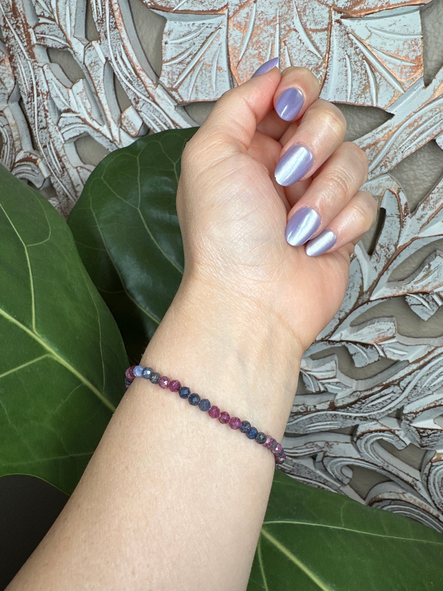 Faceted Ruby & Sapphire Beaded Bracelet (4mm)