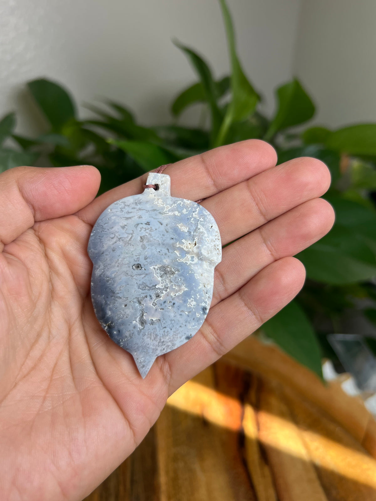 Blue Plume Agate Ornament Acorn: CL