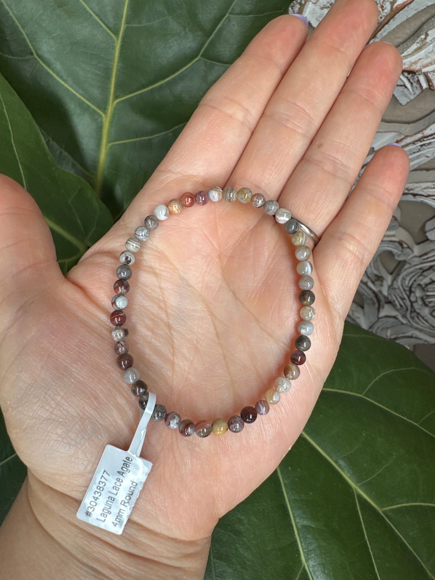 Laguna Lace Agate Beaded Bracelet (4mm)