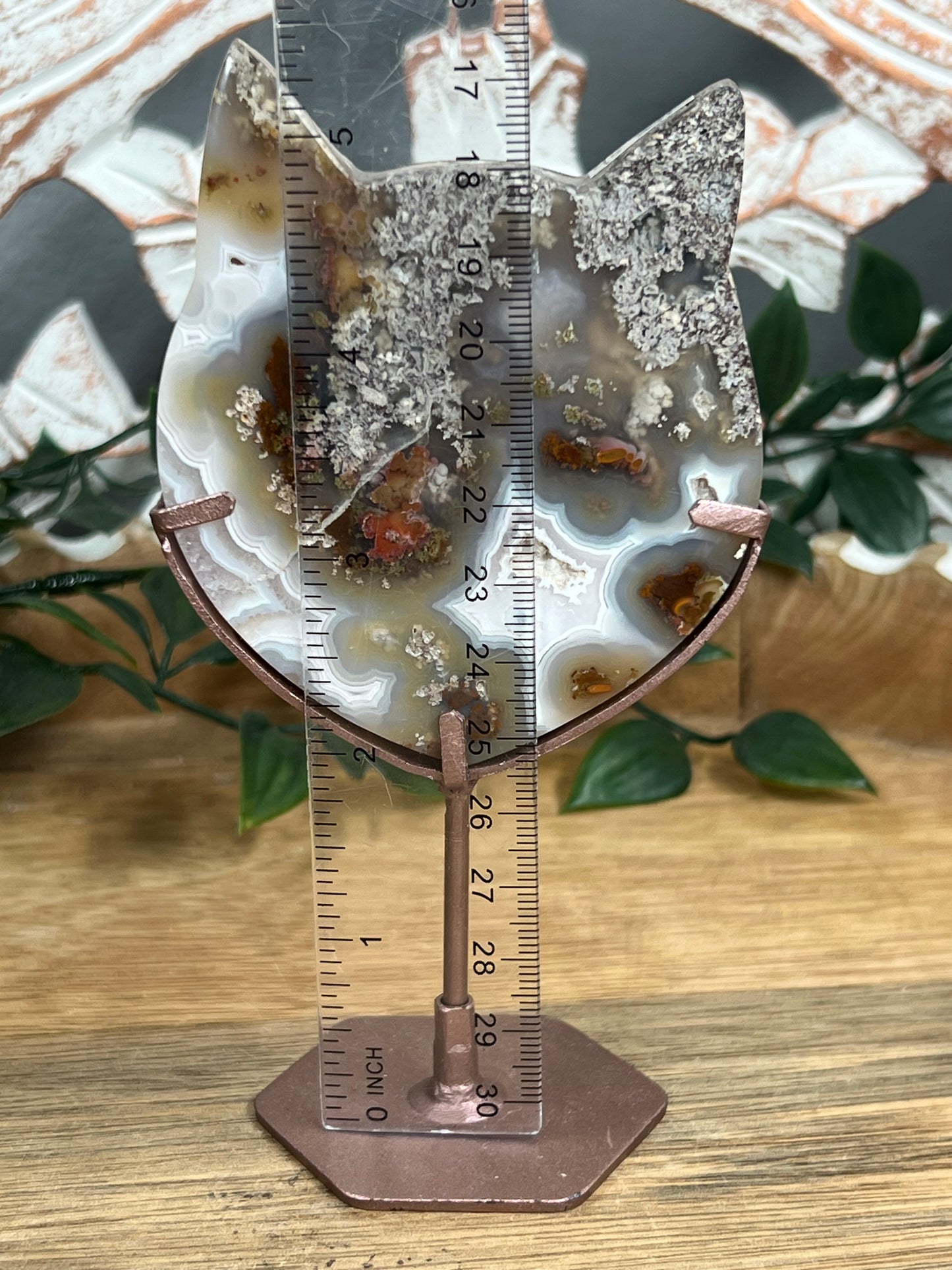 Scenic Moss Agate Cat Head