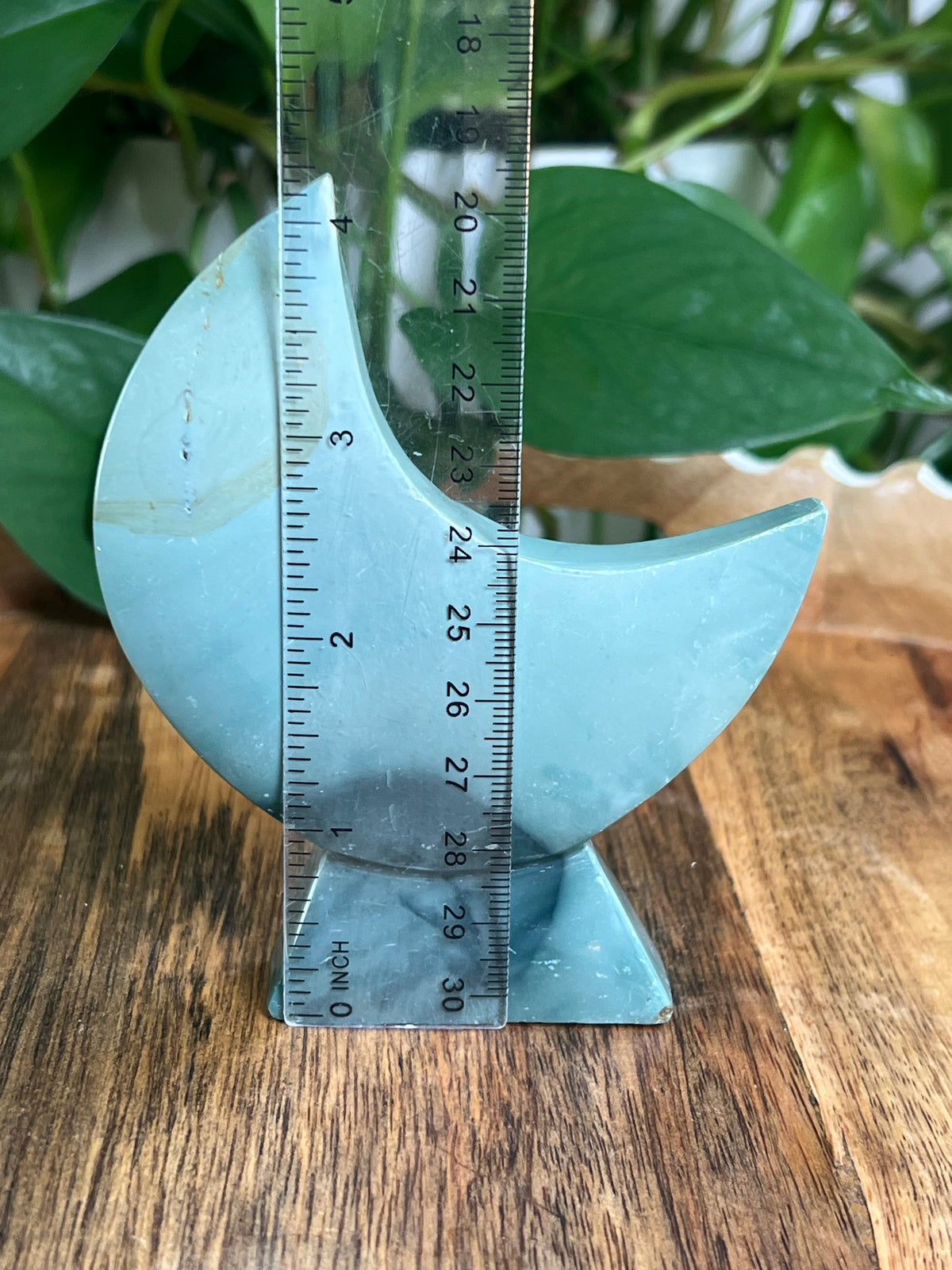 Blue Green Jasper Self-Standing Moon: AA