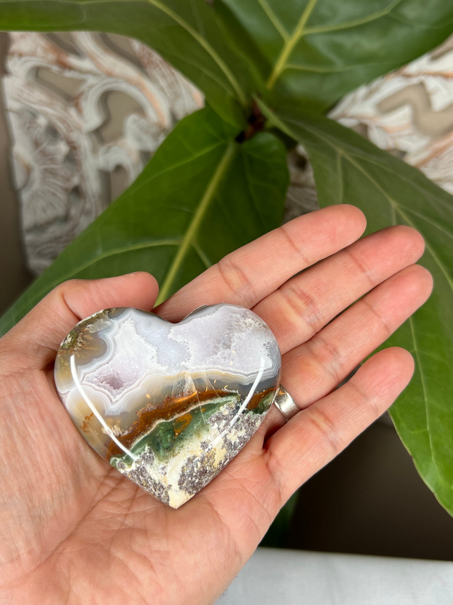 Scenic Moss Agate Heart