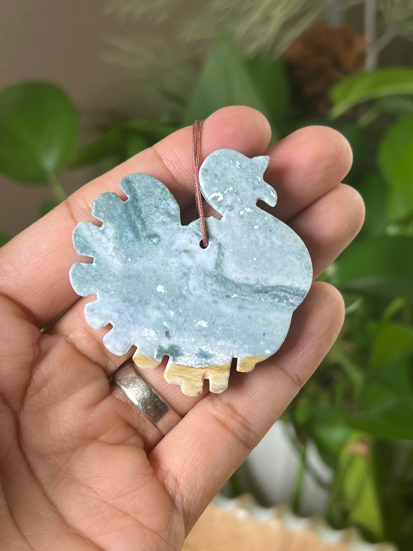 Blue Green Jasper Turkey Ornament