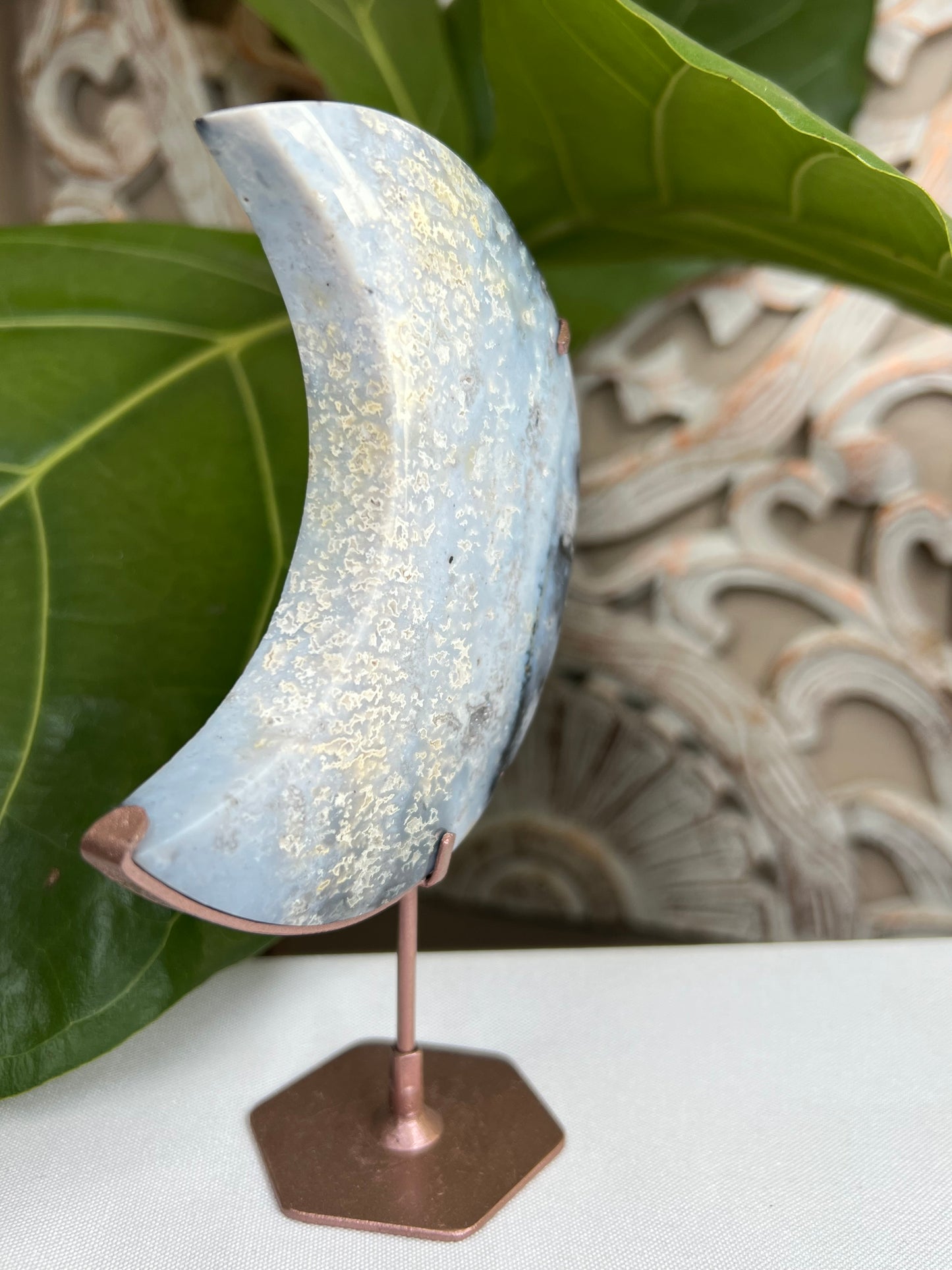 Blue plume agate moon