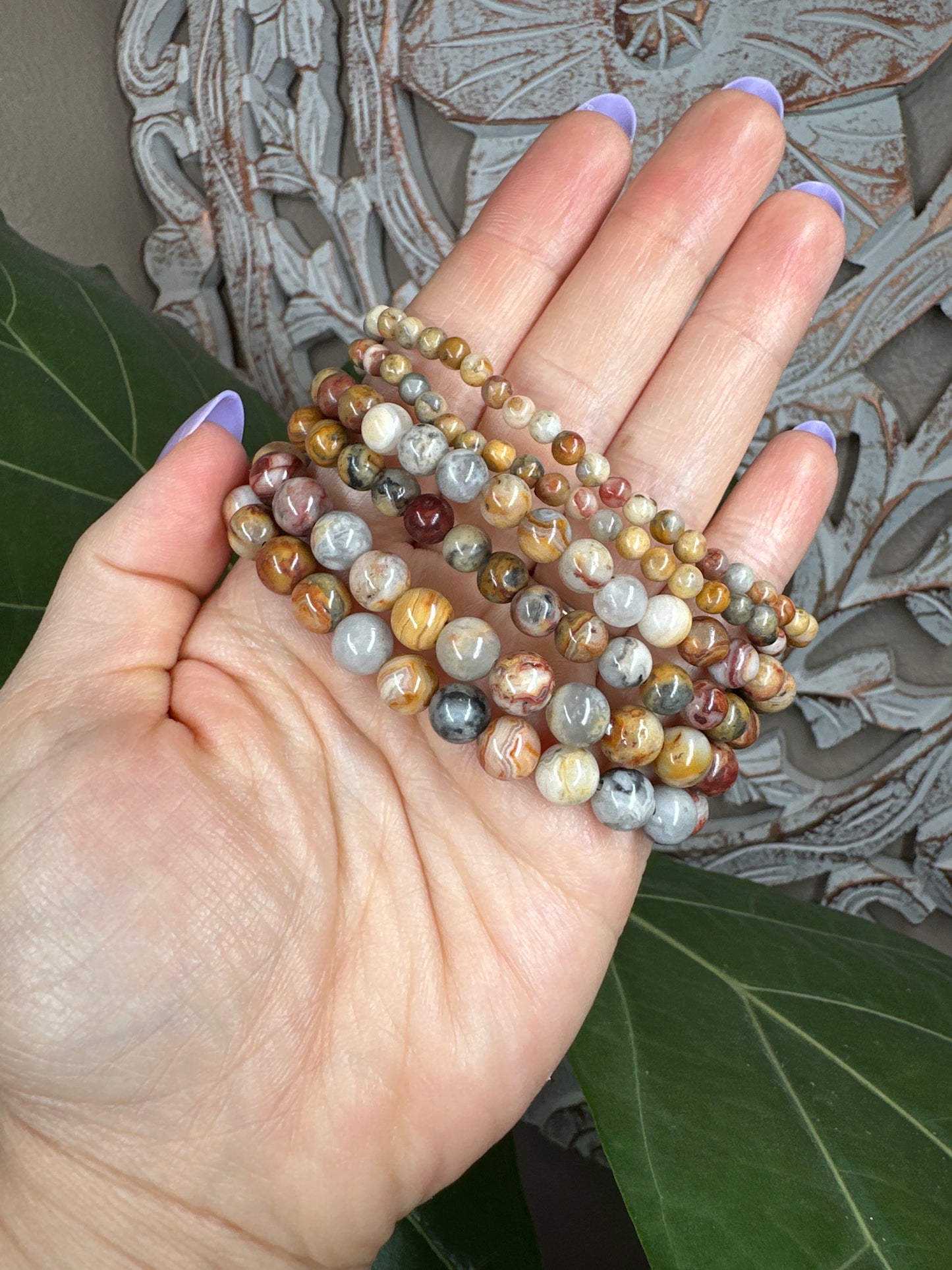 Mexican Crazy Lace Agate Beaded Bracelet