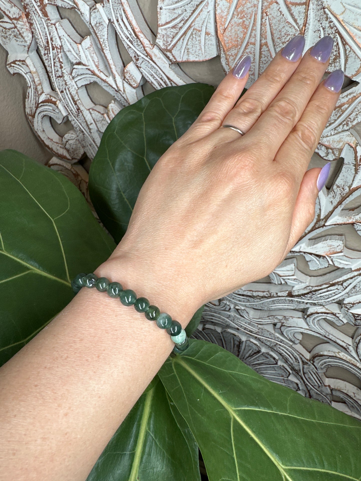 Green Burmese Jade Beaded Bracelet (7mm)