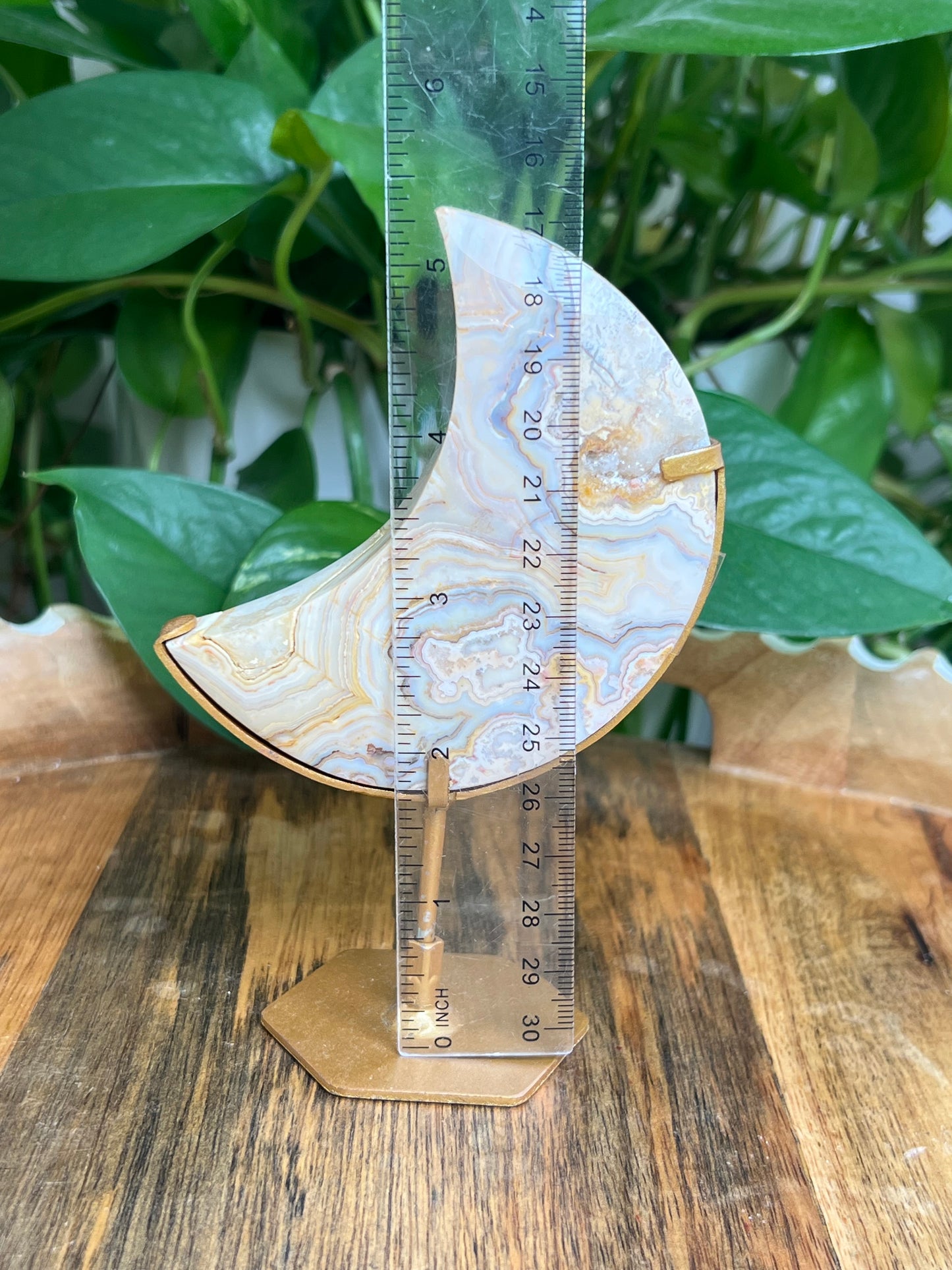 Yellow Crazy Lace Agate Moon: EM