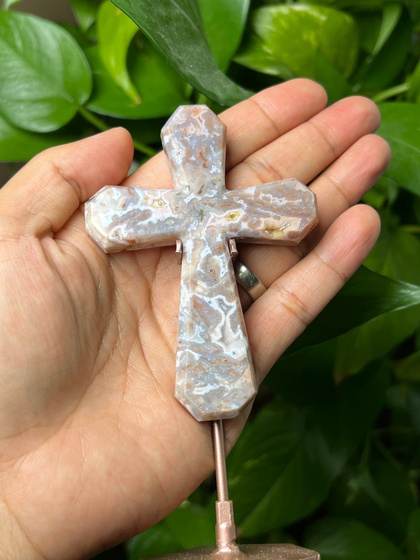 Sumatra Plume Agate Cross