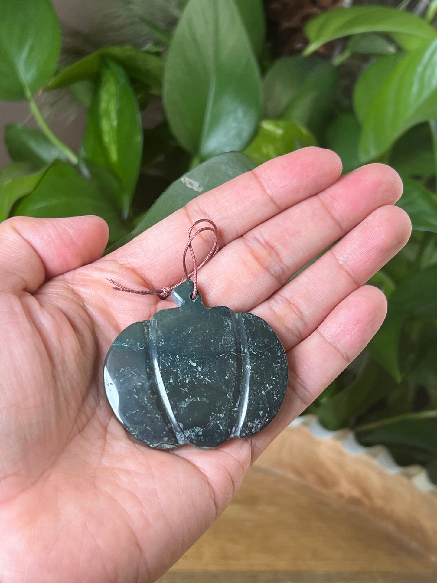 Blue Green Jasper Pumpkin Ornament