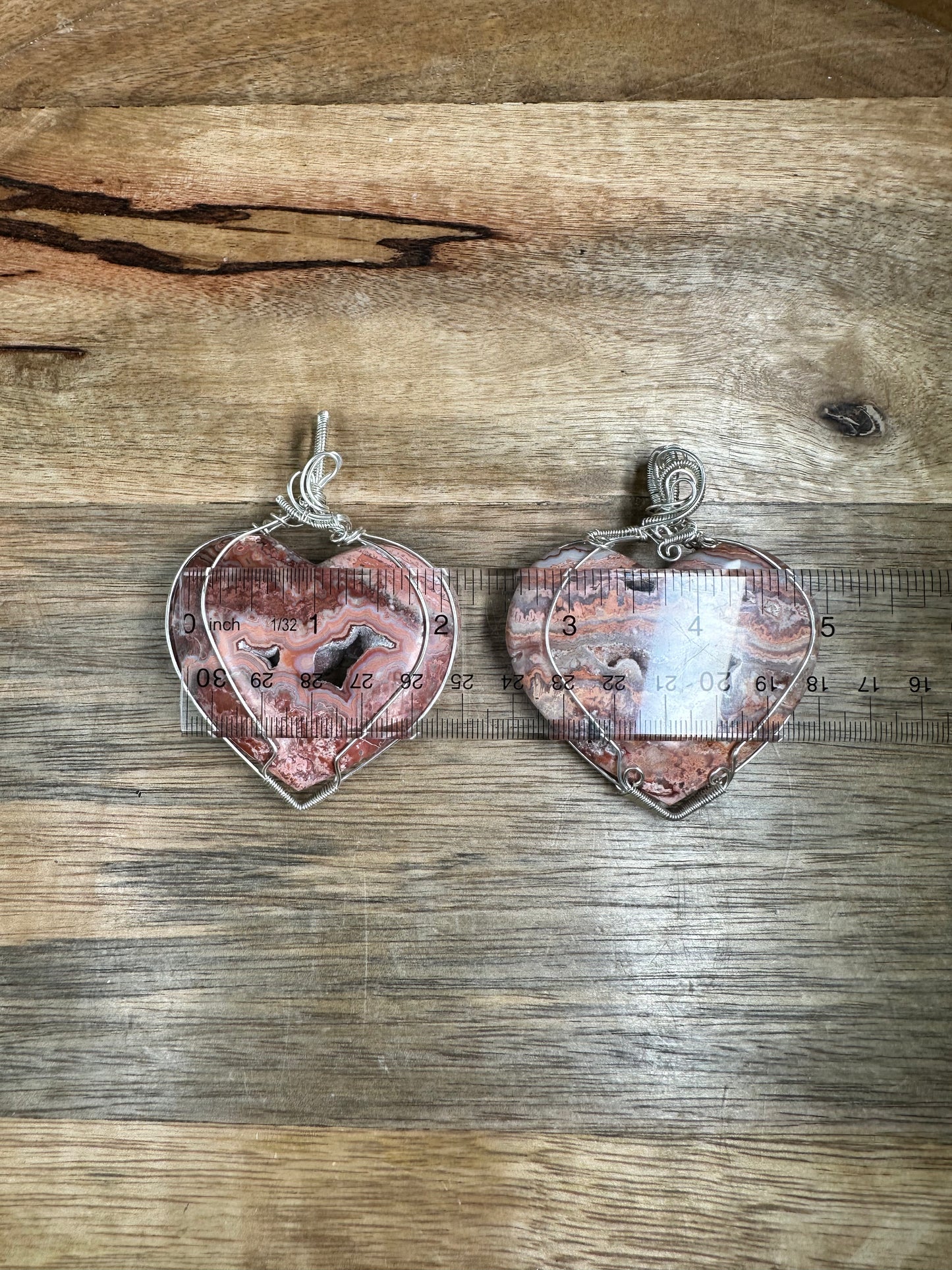 Large Crazy Lace Agate Heart Necklaces