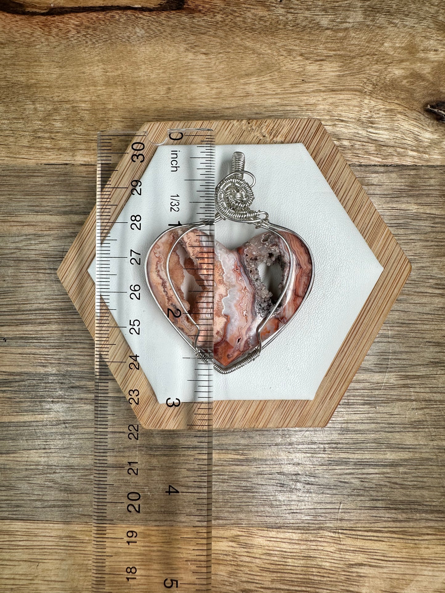 Medium Crazy Lace Agate Heart Necklace