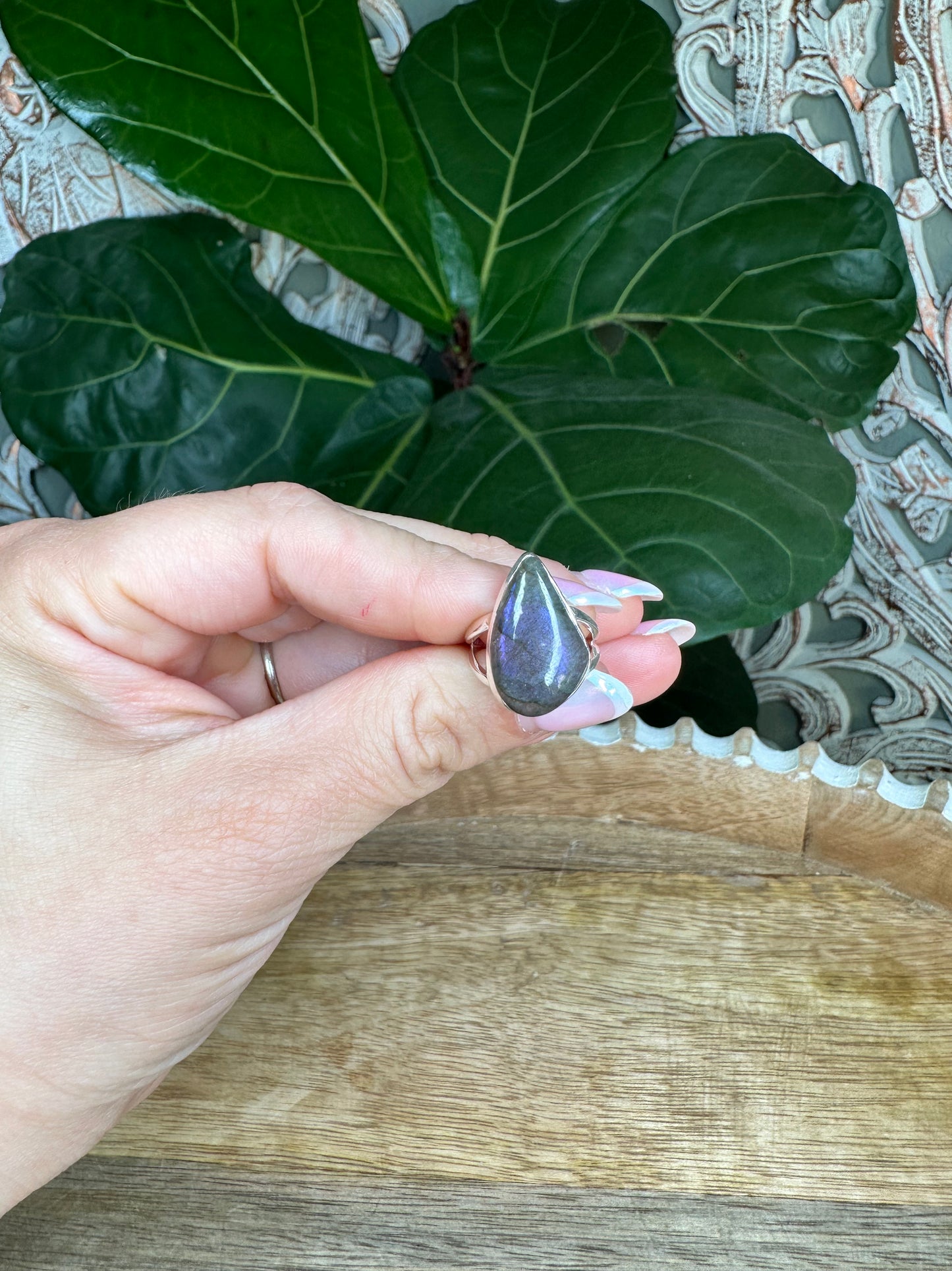 Purple Flash Labradorite Rings