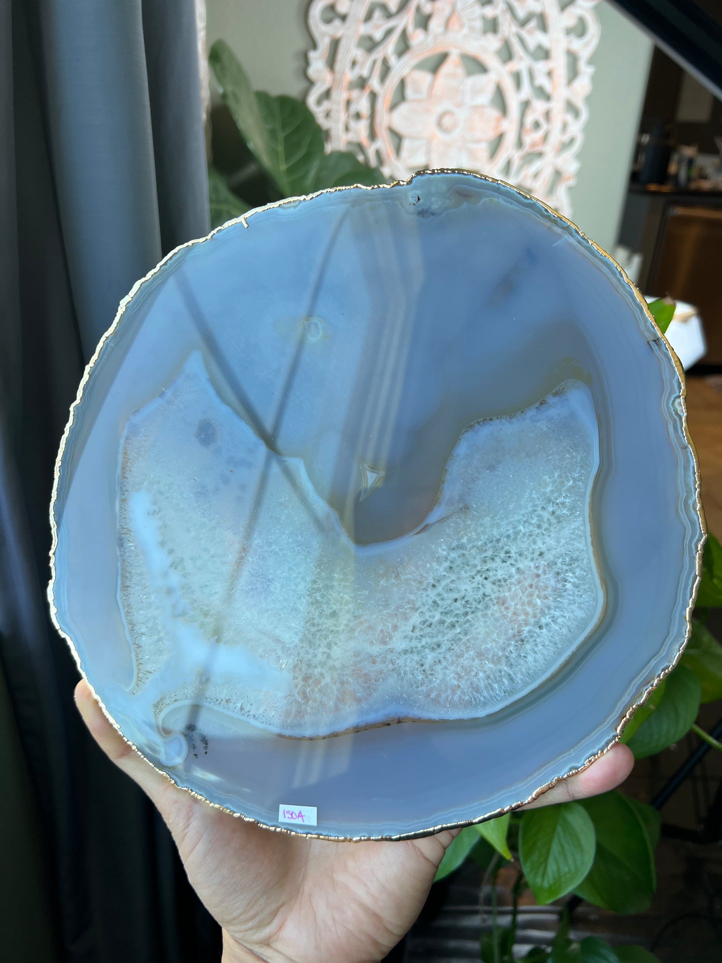 Brazilian Druzy Agate Coaster Electroplated Gold